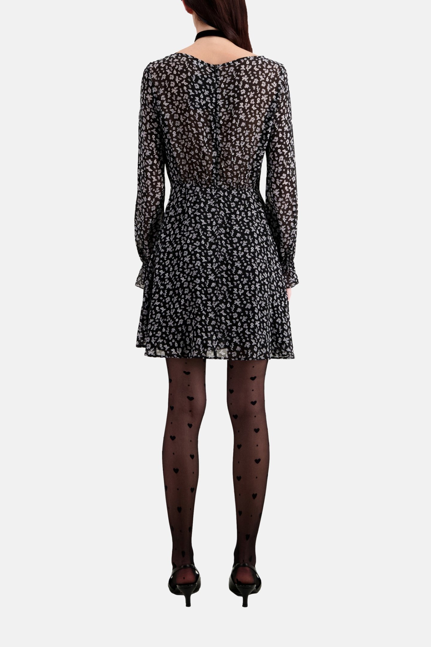 SHORT DRESS WITH LONG SLEEVES BLACK-ECRU 3