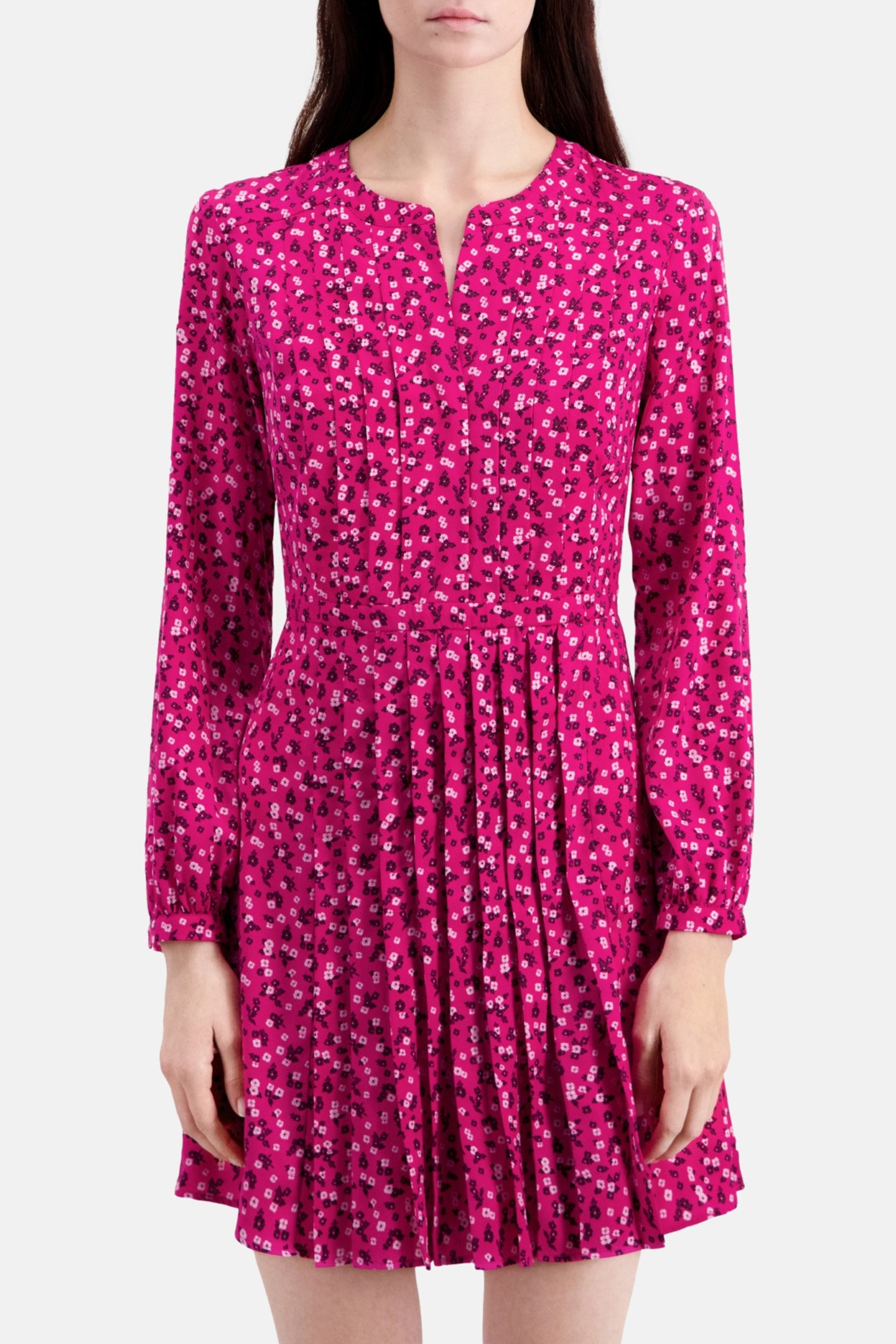 SHORT DRESS WITH PLEATED DETAIL PINK BLACK 1