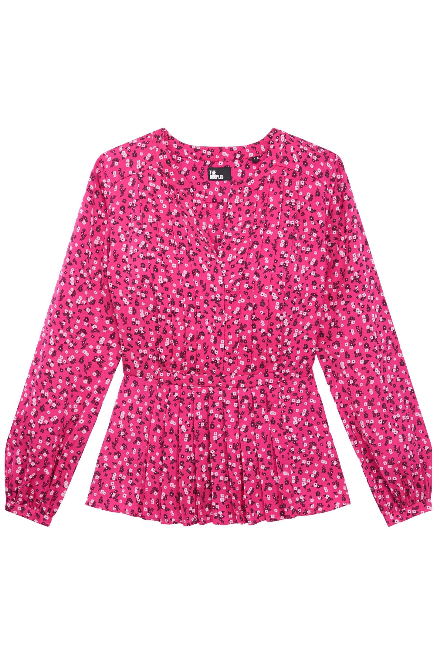 LONG SLEEVE TOP WITH PLEATED DETAIL PINK BLACK 4