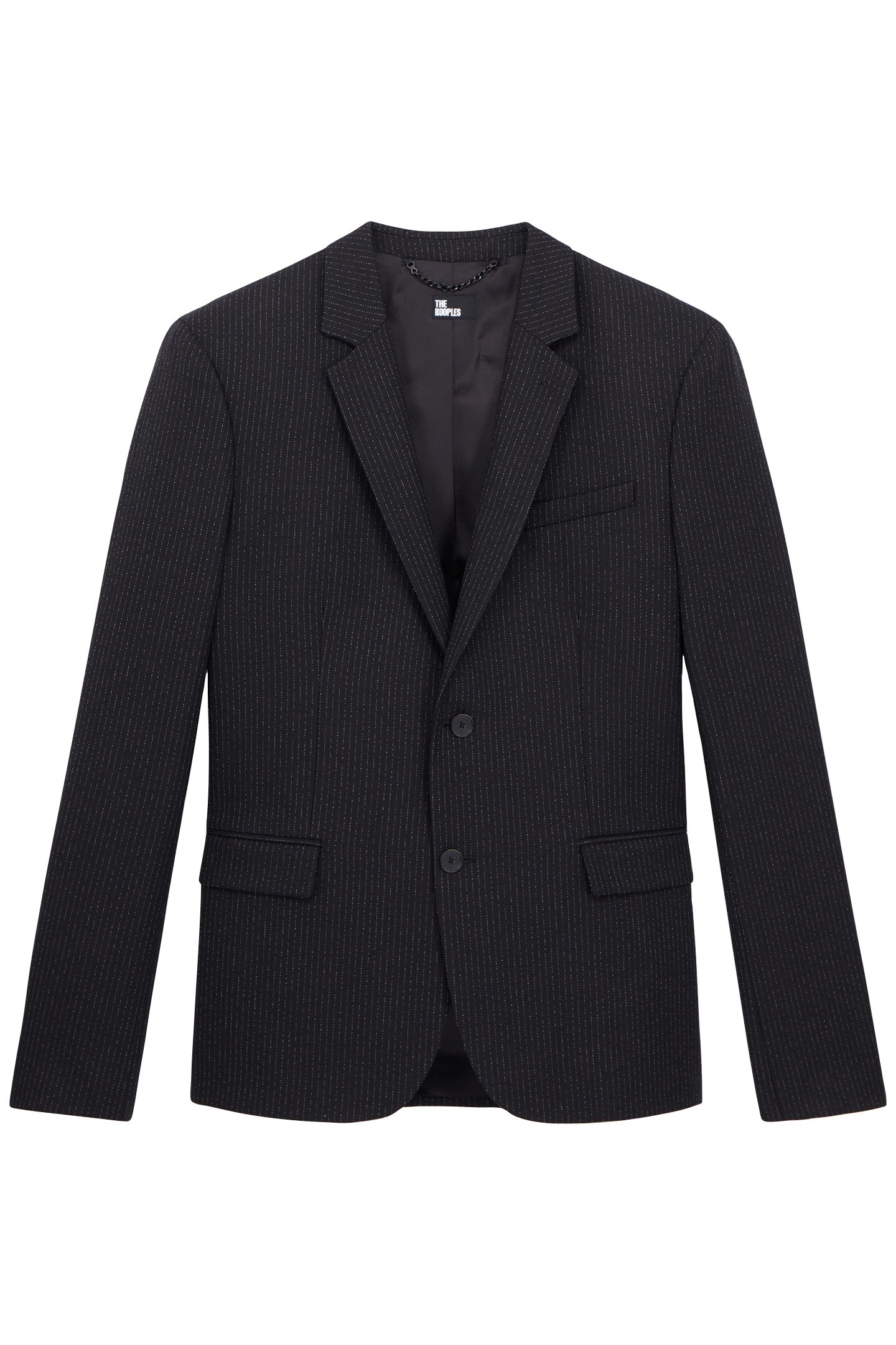 STRAIGHT-FIT STRIPED SUIT JACKET BLACK-ECRU 4