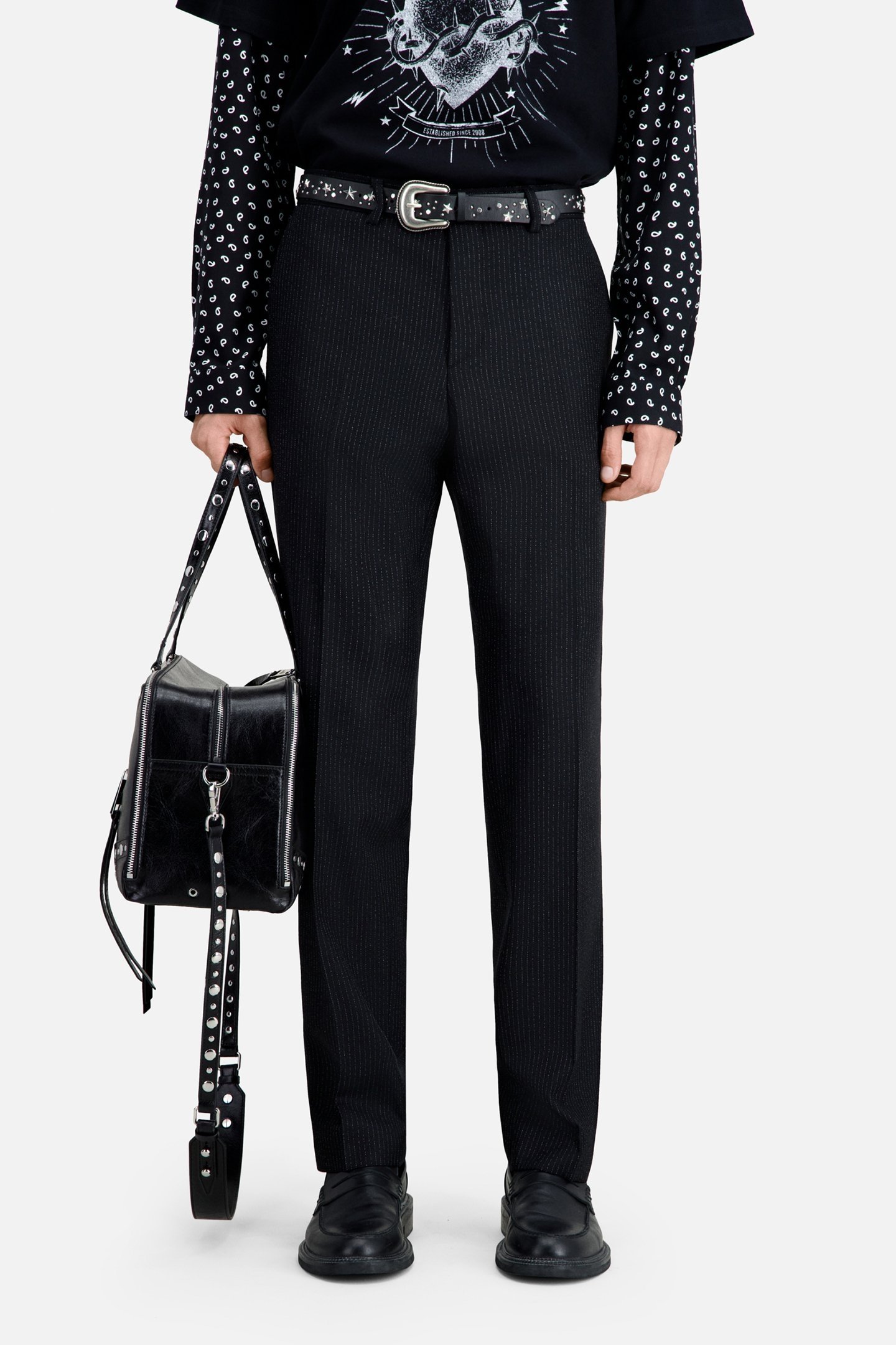 STRAIGHT SUIT TROUSERS BLACK-ECRU 5