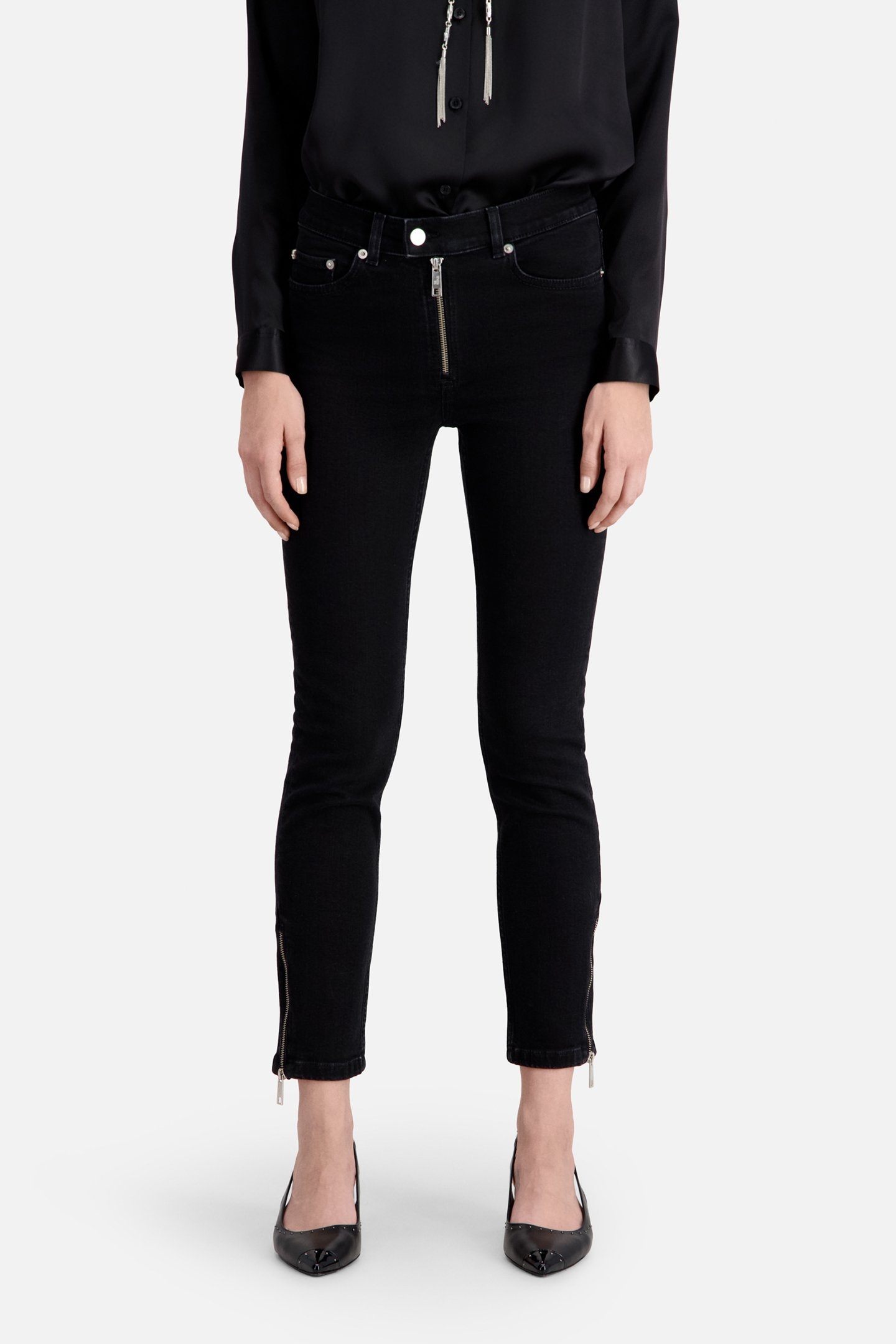 DENIM MOTORCYCLE JEANS WITH ZIPS 1