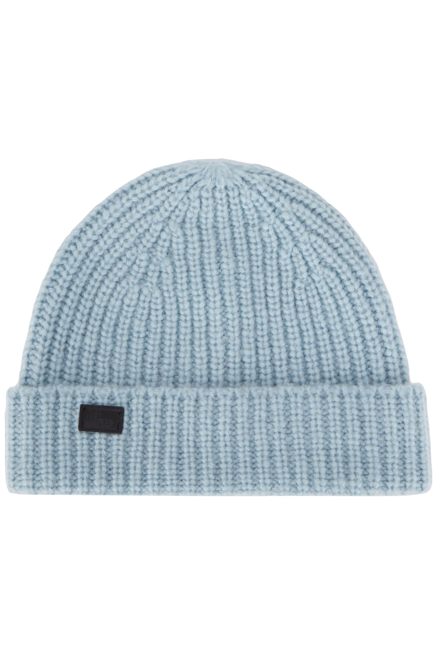 ALPACA WOOL HAT WITH LEATHER PATCH BLUE GREY 1