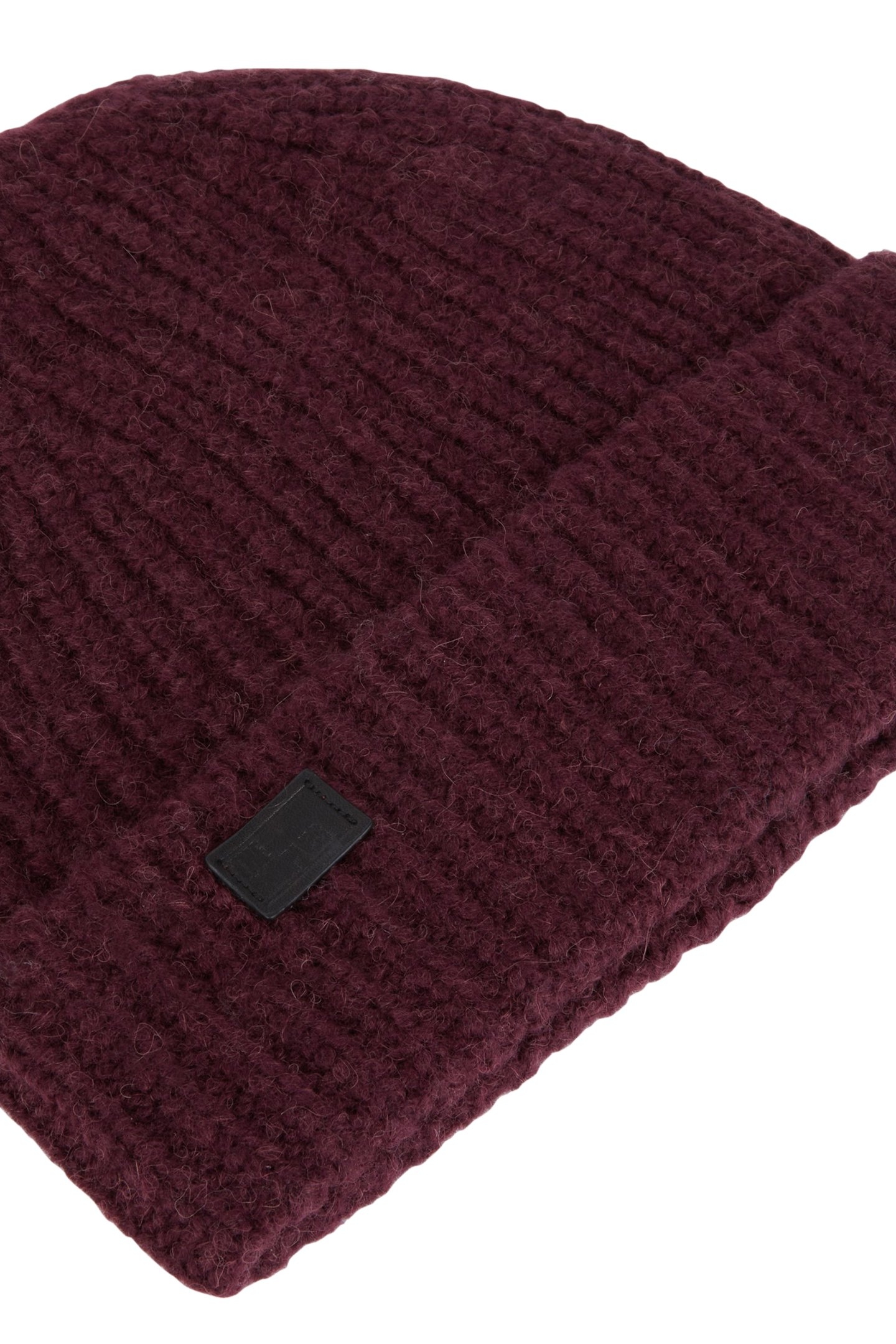 ALPACA WOOL HAT WITH LEATHER PATCH BURGUNDY 3