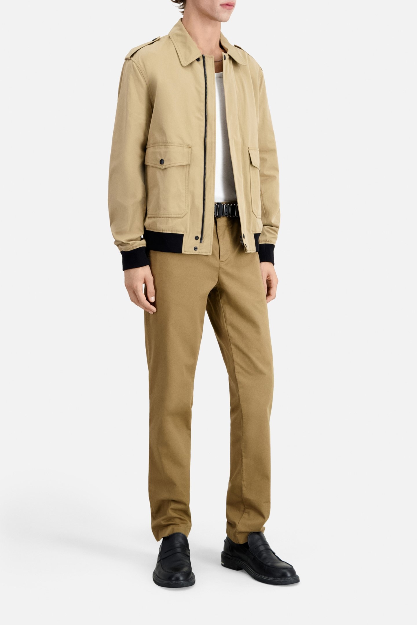 JACKET WITH COLLAR AND FRONT PATCH POCKETS BEIGE 5