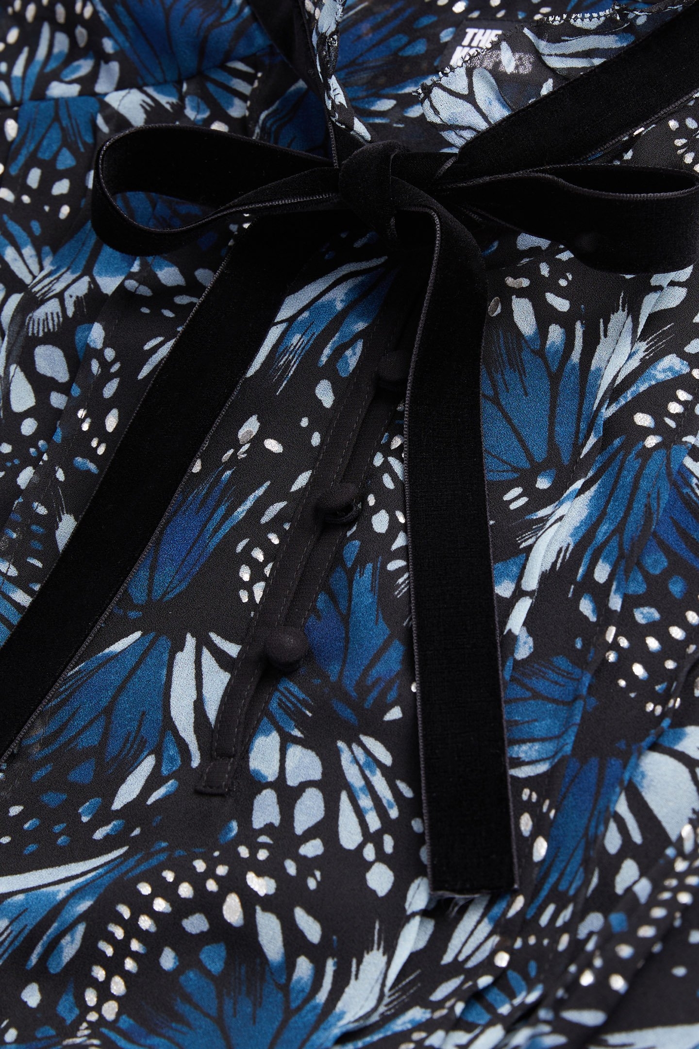 LONG DRESS ML BUTTONED NECKLINE VELVET TRIM BLUE 4