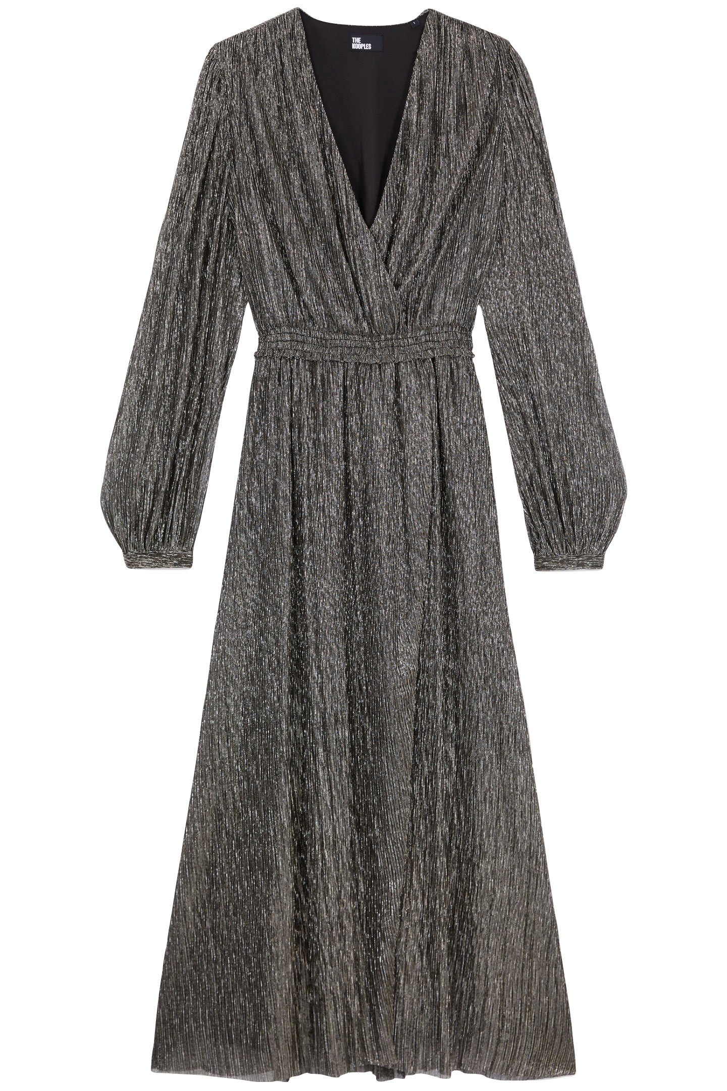 LONG WRAP DRESS WITH 3/4 SLEEVES SILVER 3