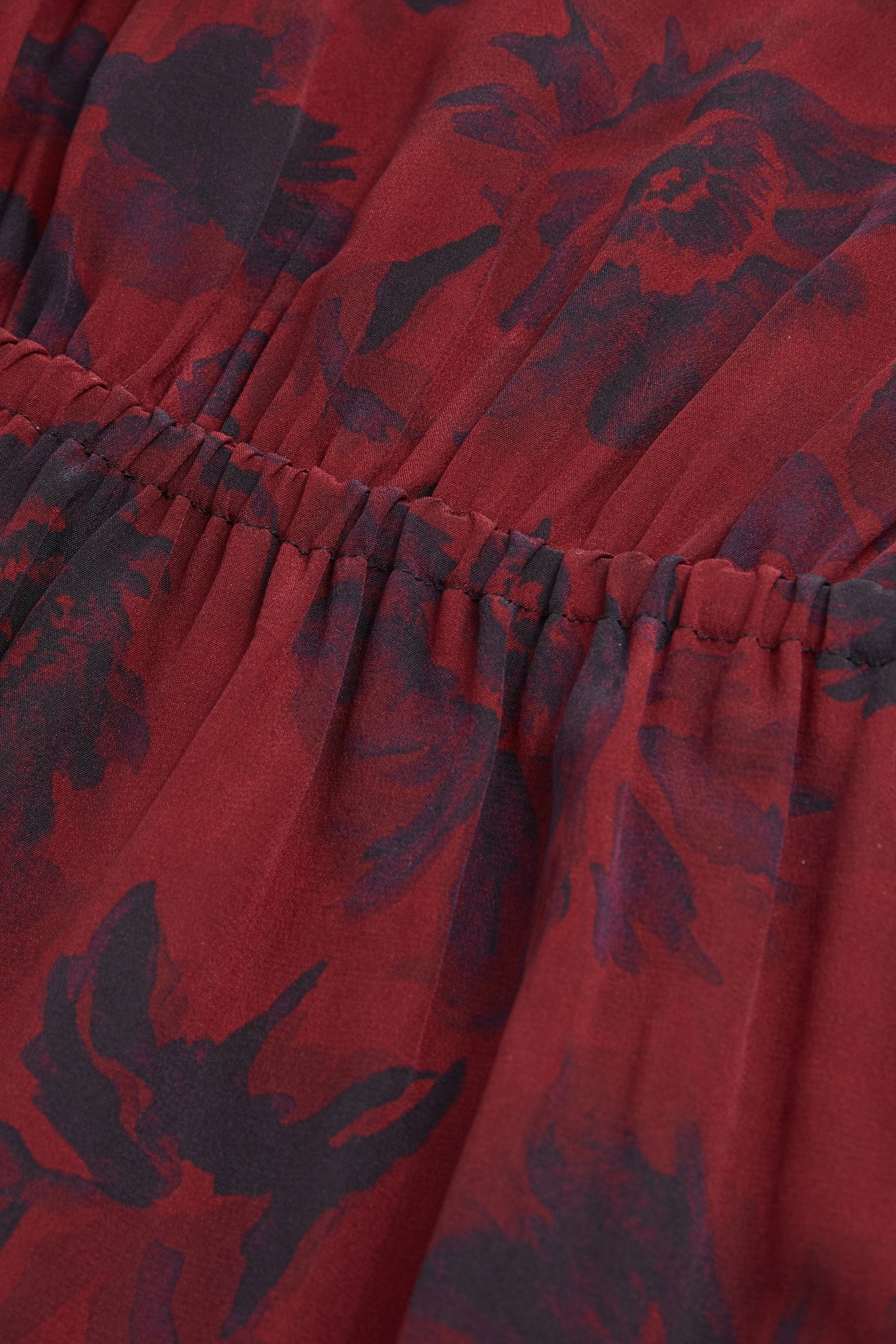 ML SHORT DRESS ELASTICATED WAIST V NECKLINE BLACK-BURGUNDY 5