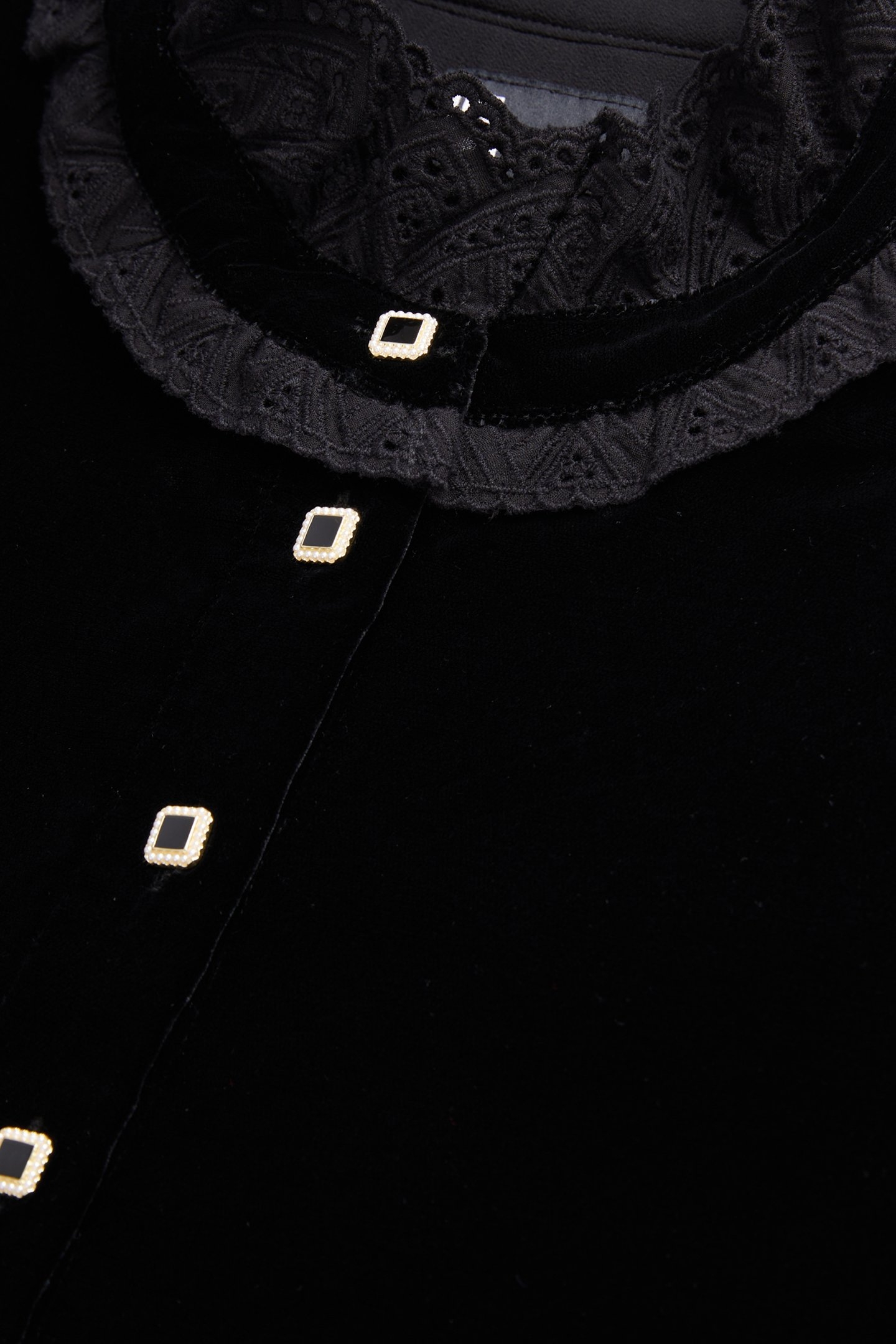 SHORT DRESS ML COLLAR WITH BRODERIE ENGLISE BLACK 2