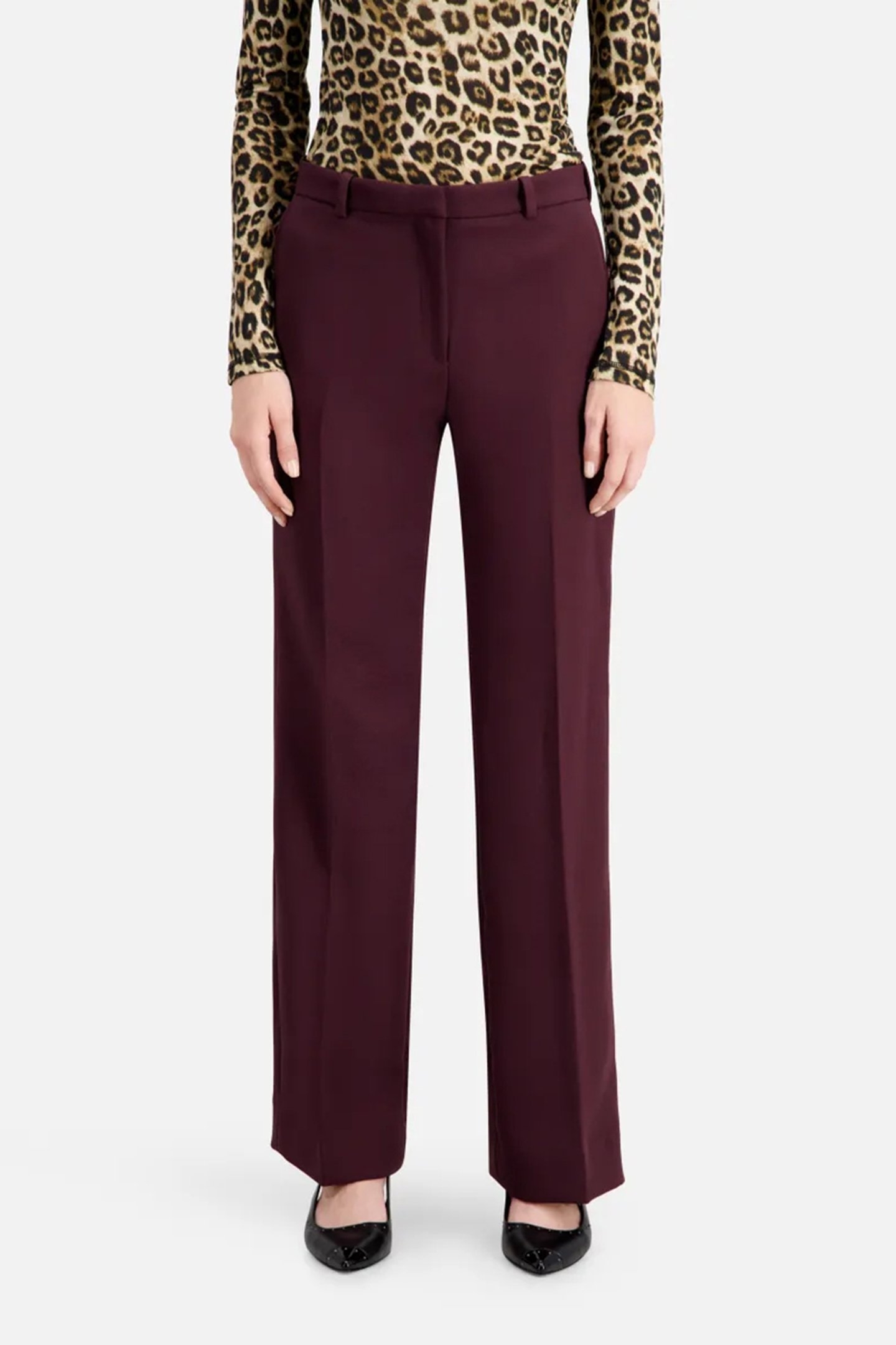 HIGH WAIST WIDE LEG SUIT PANTS BURGUNDY 1