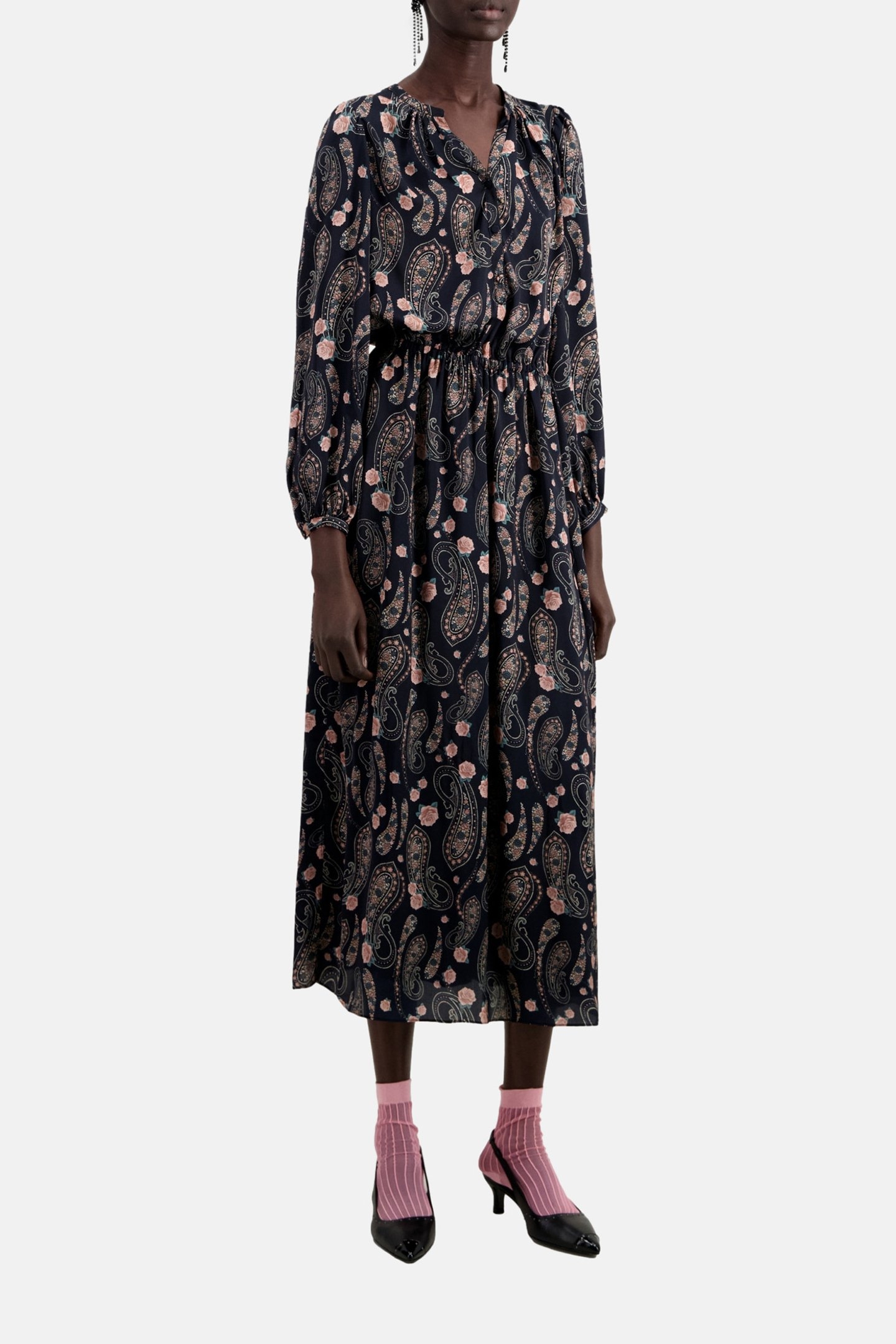 LONG DRESS WITH LONG SLEEVES BLACK/PINK 5