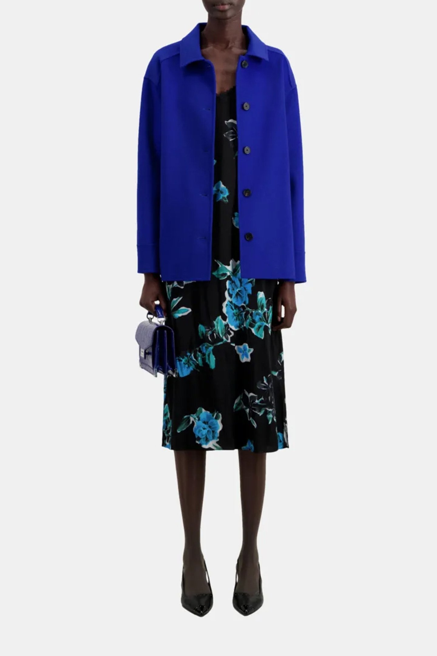 FRINGE DOUBLE FACE JACKET MEDIUM BLUE 2