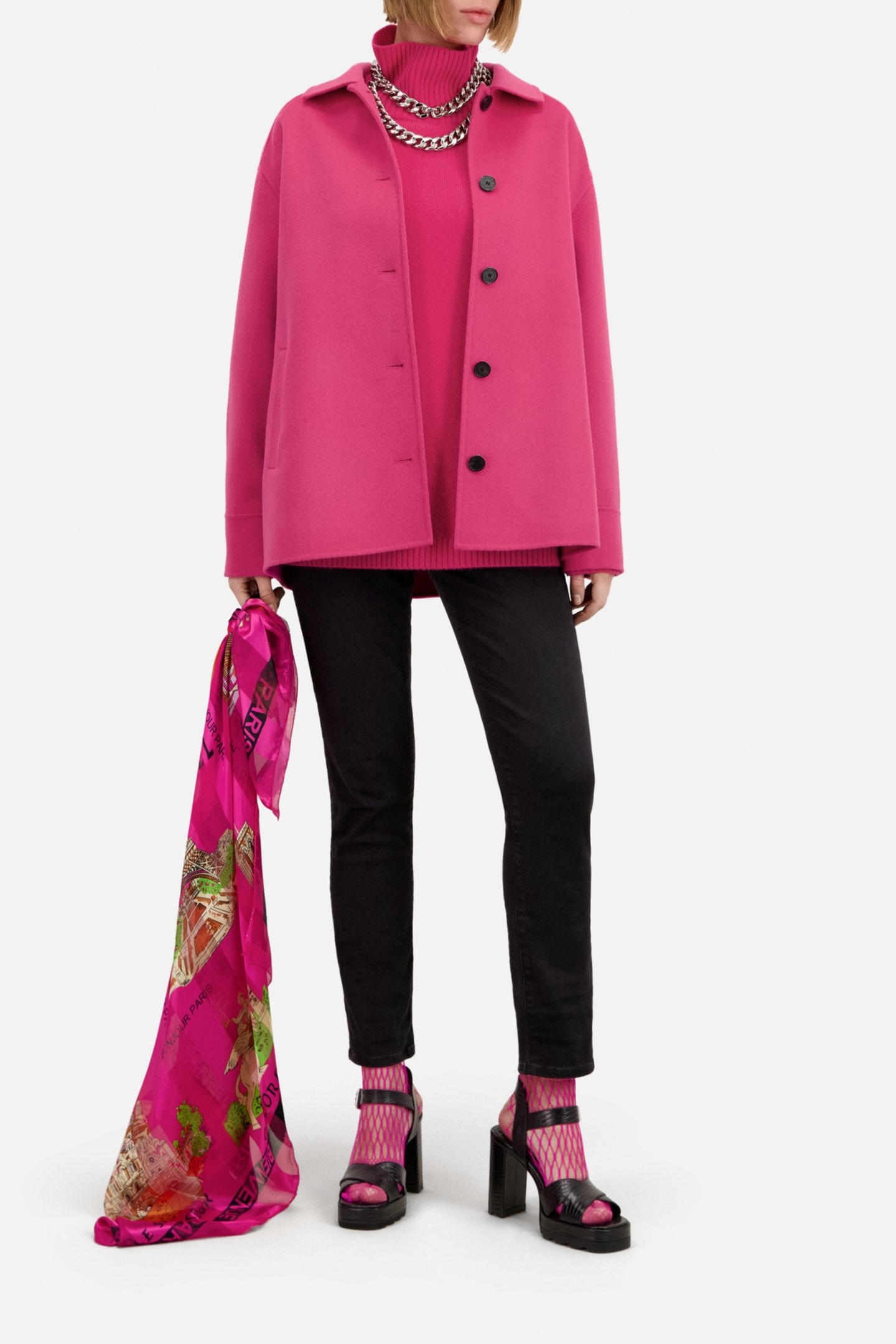 FRINGE DOUBLE FACE JACKET FUSHIA 5