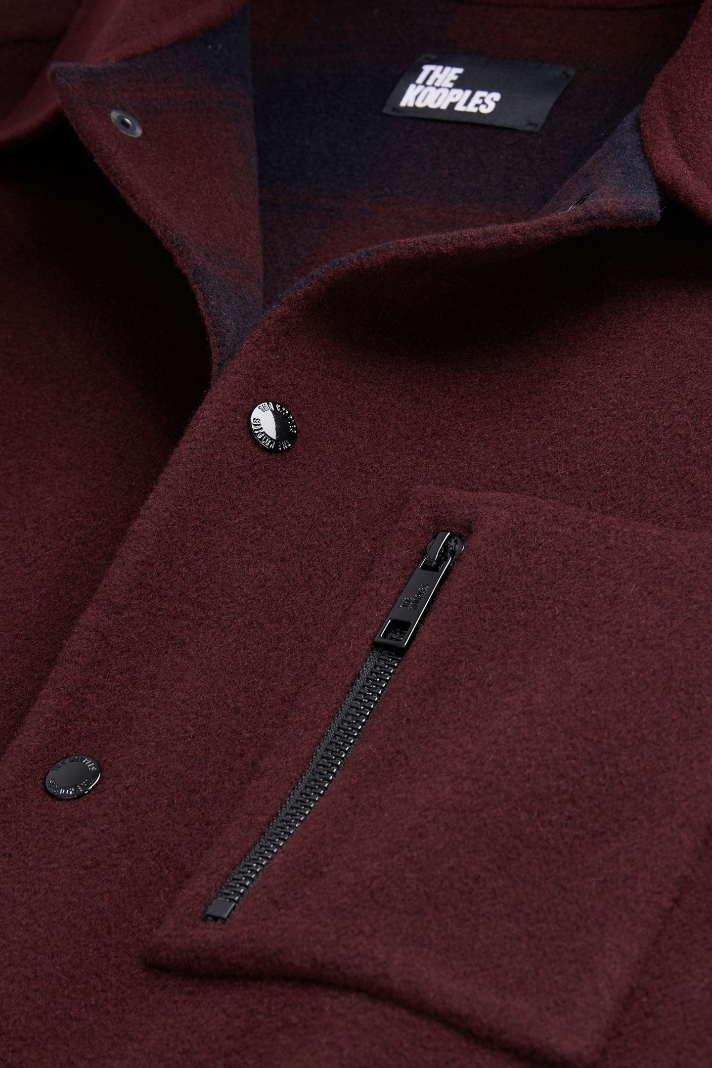 DOUBLE-SIDED WOOL JACKET WITH CHECKED INSIDE BORDEAUX/NAVY 5