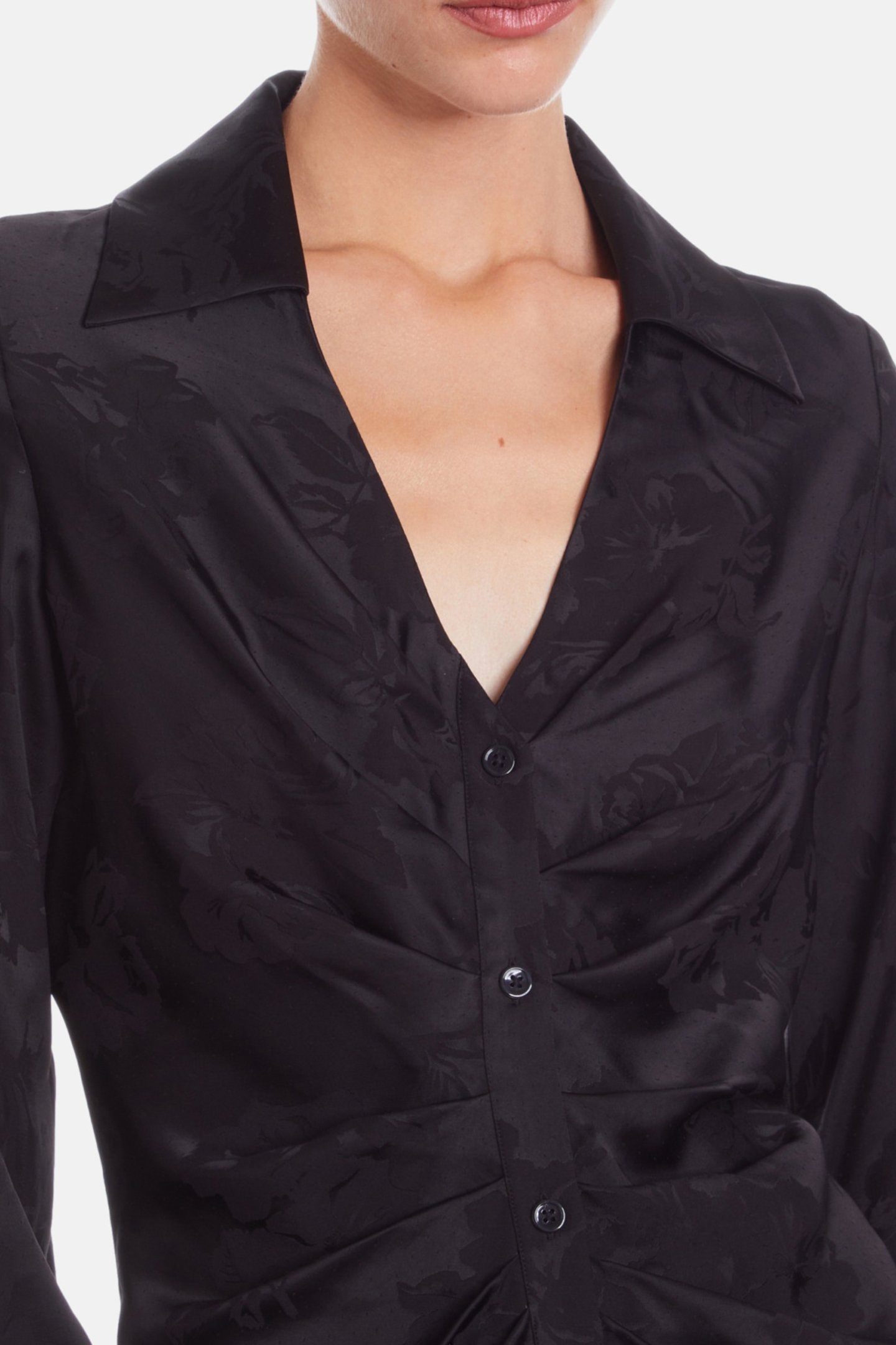 ROBE MIDI BOUTONNEE DRAPE BLACK 6