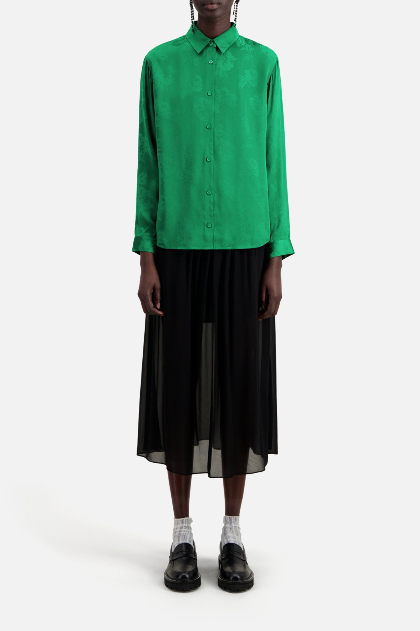 JACQUARD LONG-SLEEVED SHIRT GREEN 2