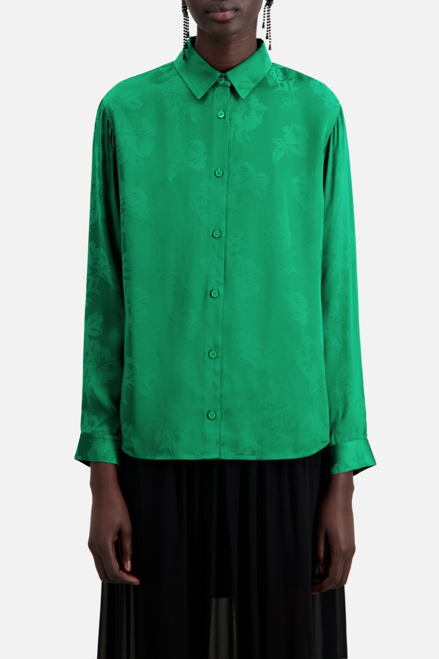 JACQUARD LONG-SLEEVED SHIRT GREEN 1