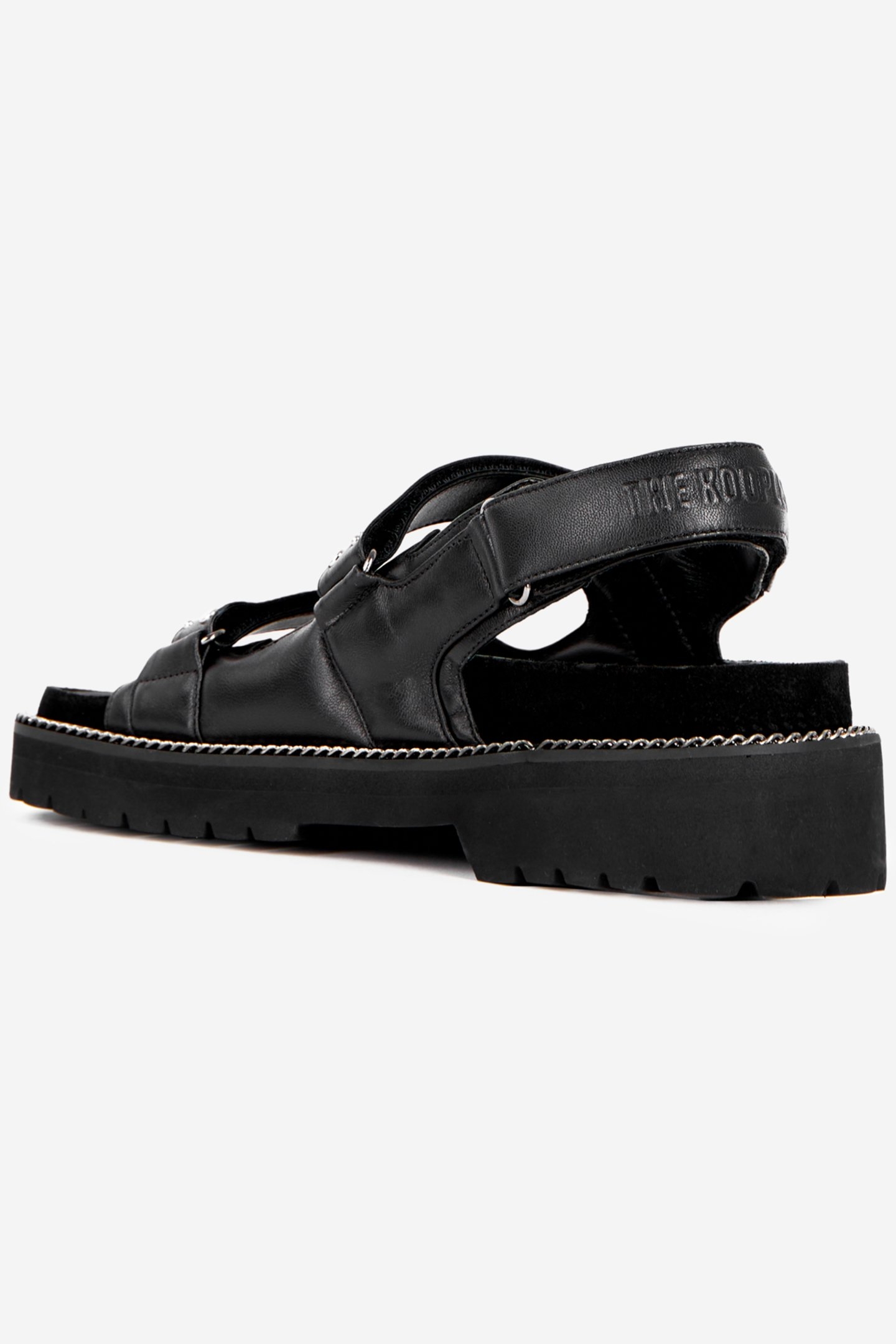 LEATHER SANDALS WITH STRAP AND CHAIN BLACK 3