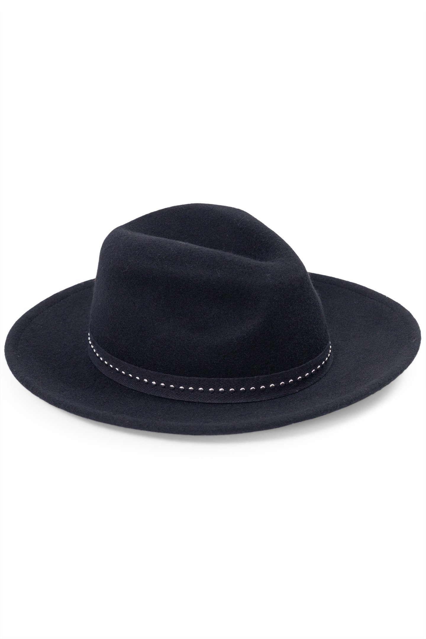 BLACK WOOL FELT HAT WITH STUDDED DECORATION 1