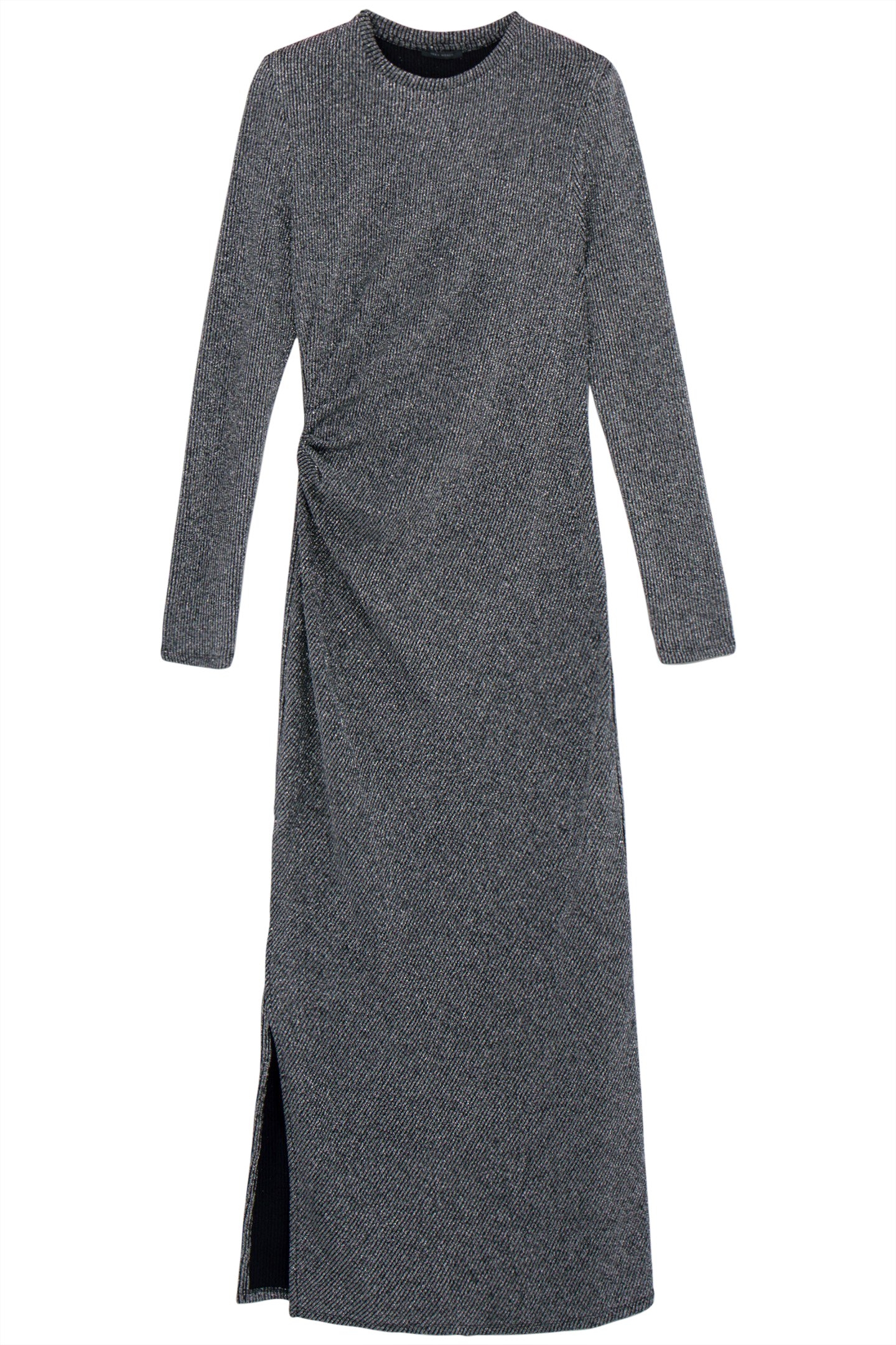 RIBBED LUREX MESH SILVER MAXI DRESS 3