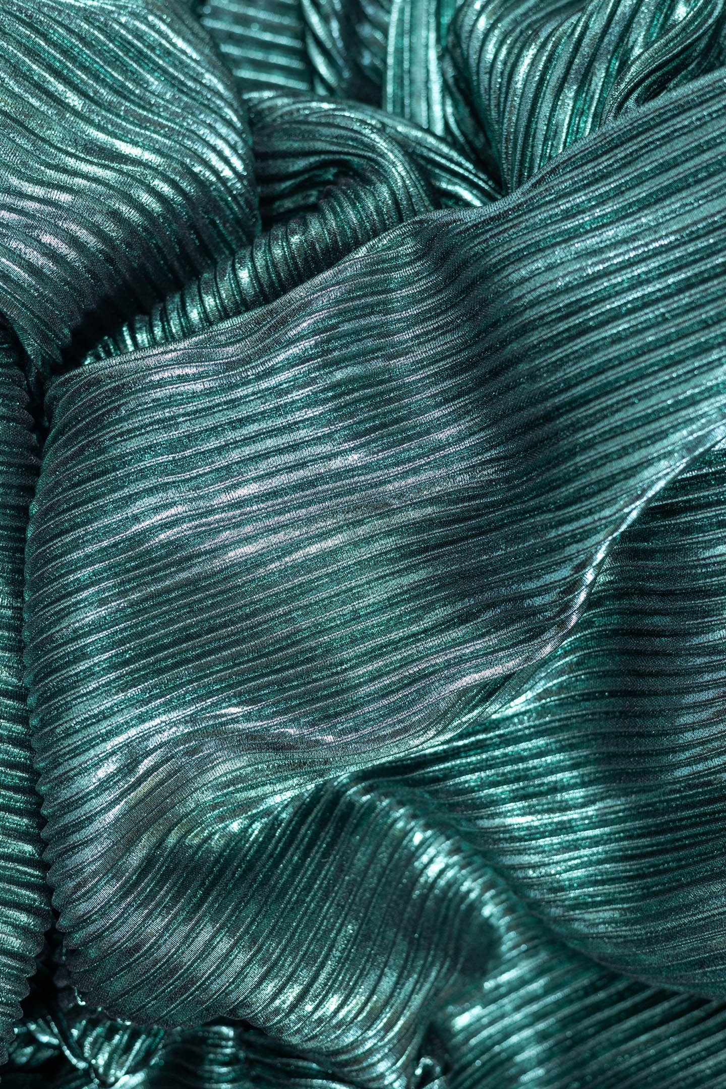 METALLIC EMERALD PLEATED DRESS 7