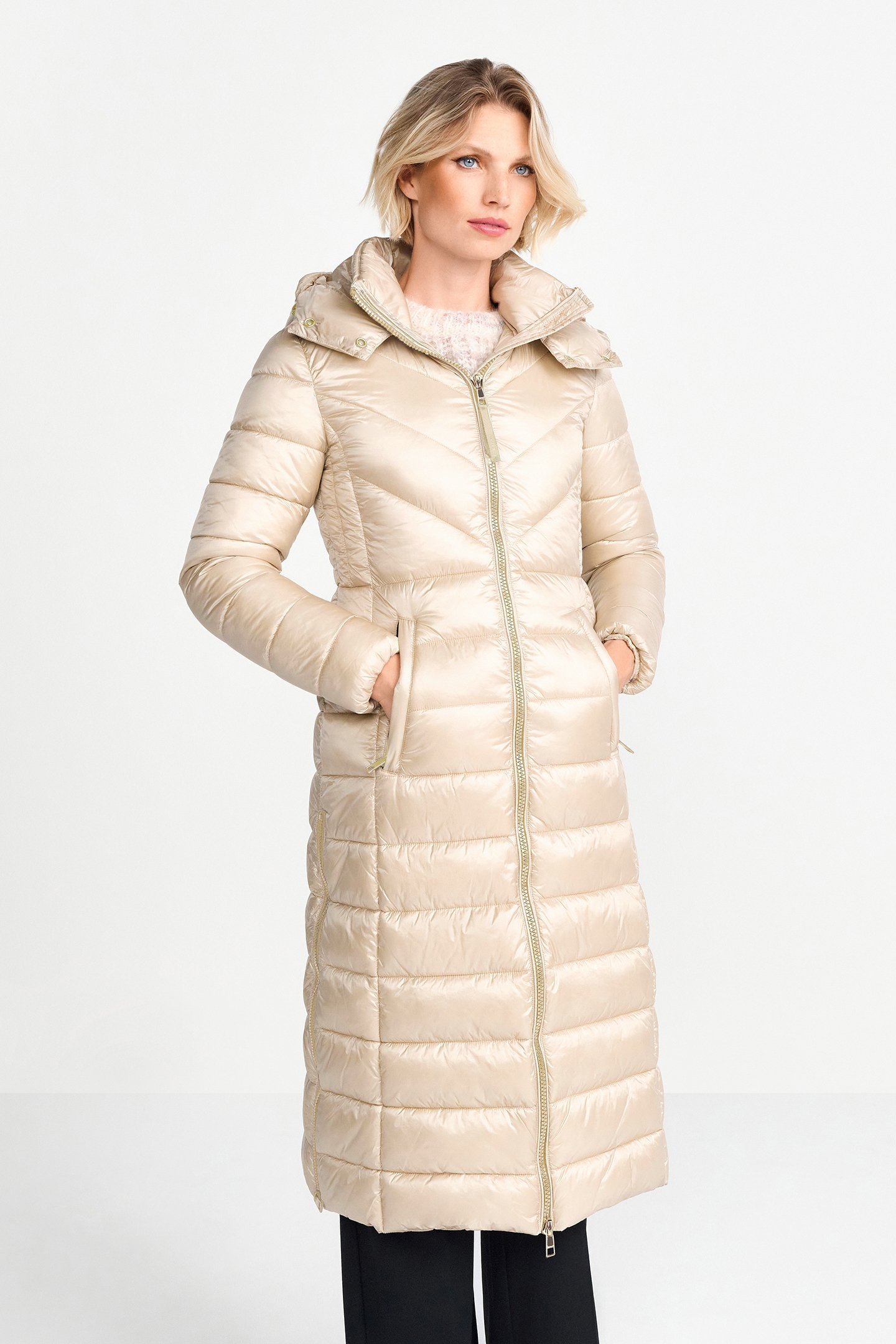 EXTRA LONG PUFFER COAT CAFFEE LATTE 1