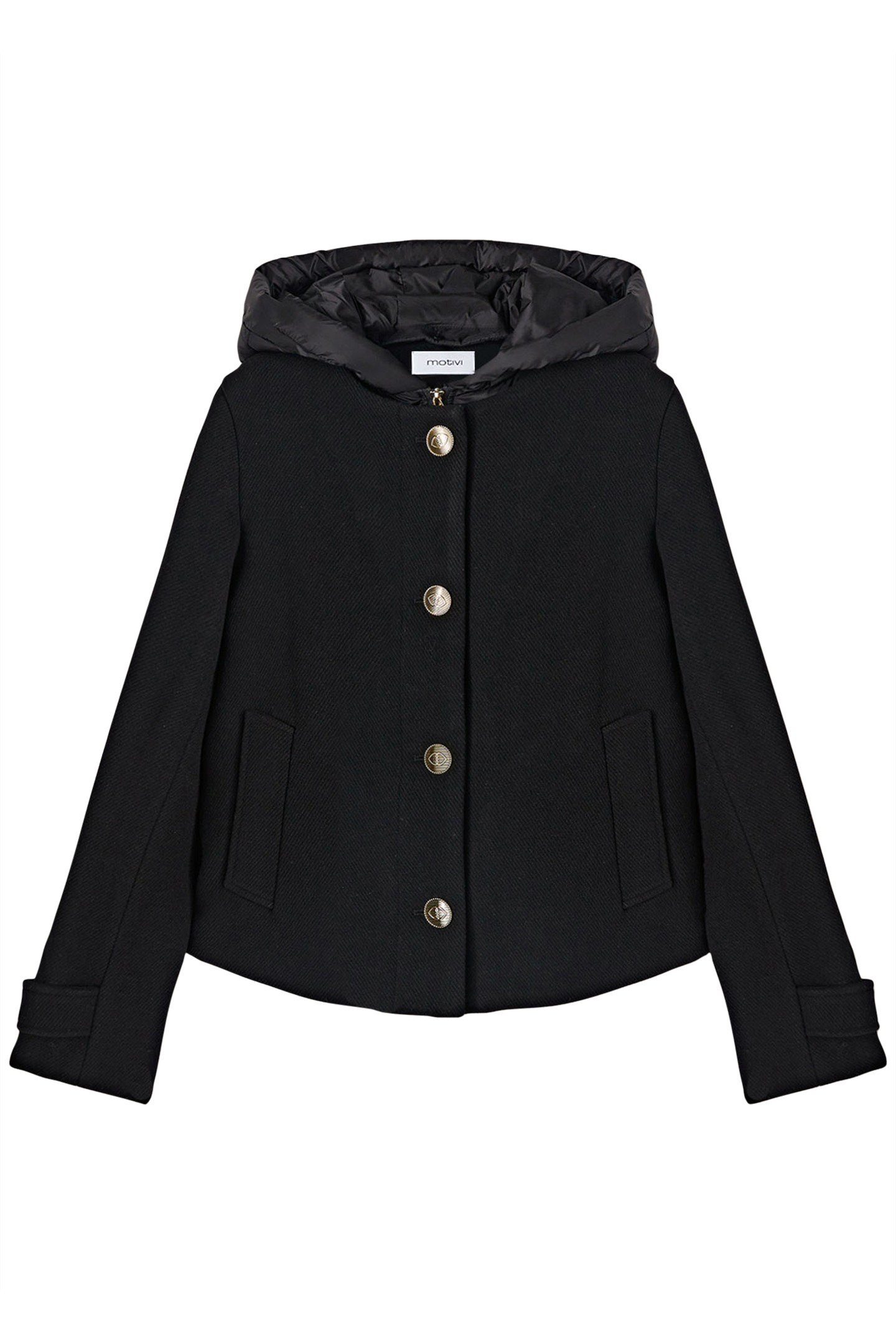 DUAL-FABRIC DOWN JACKET WITH HOOD BLACK 4