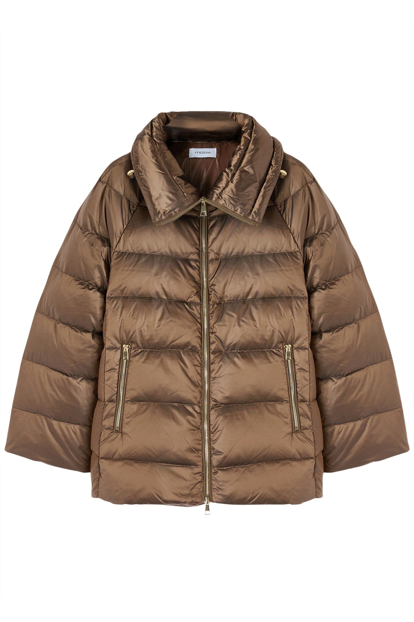 GENUINE DOWN JACKET WITH HIGH COLLAR BROWN 4
