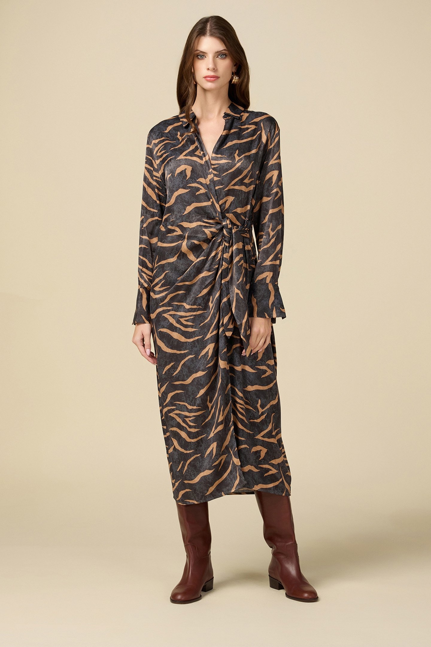 WRAP MIDI DRESS GREY 1