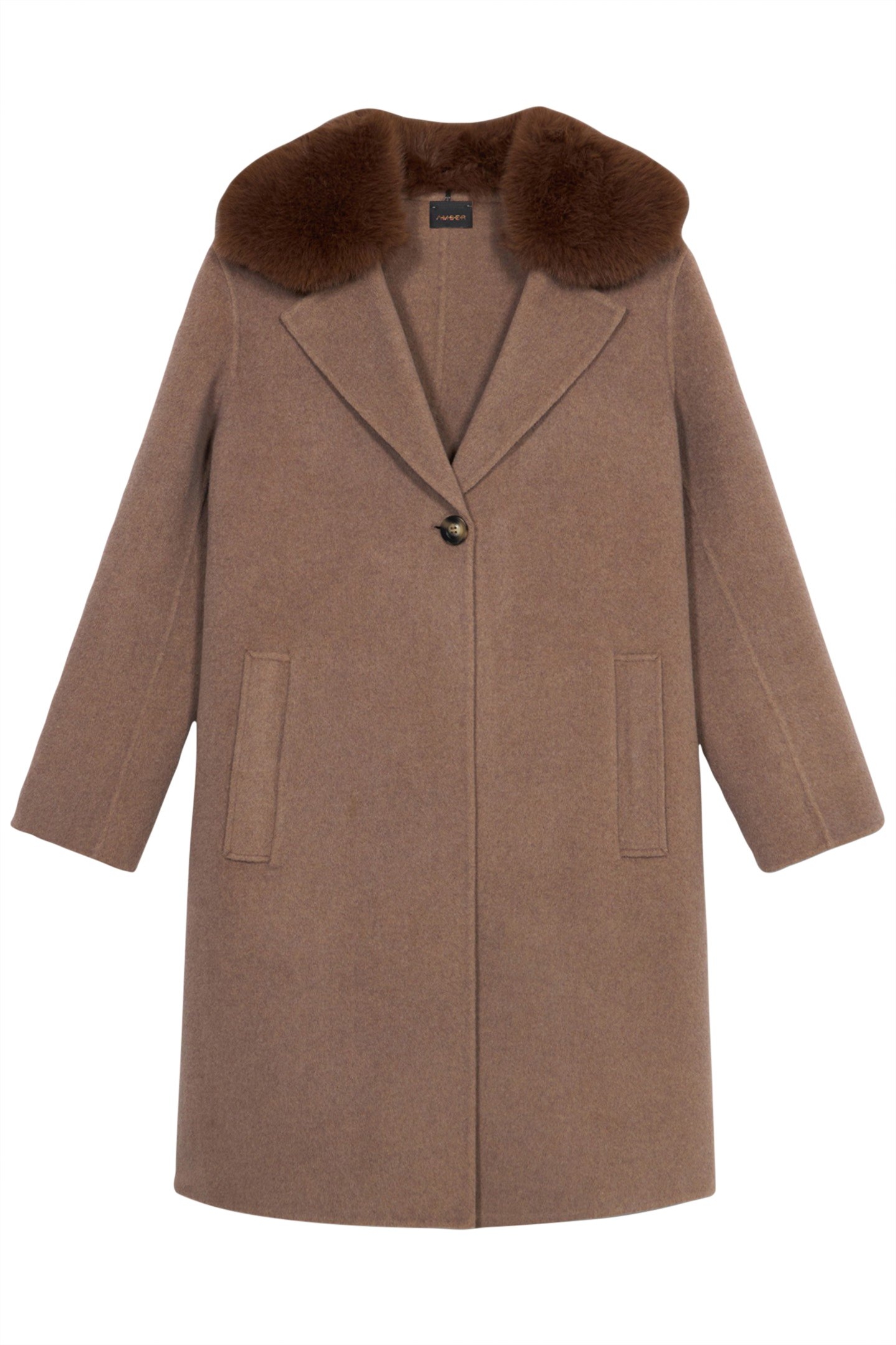 WOOL BLEND HOODED COAT WITH DETACHABLE COWL BROWN 3