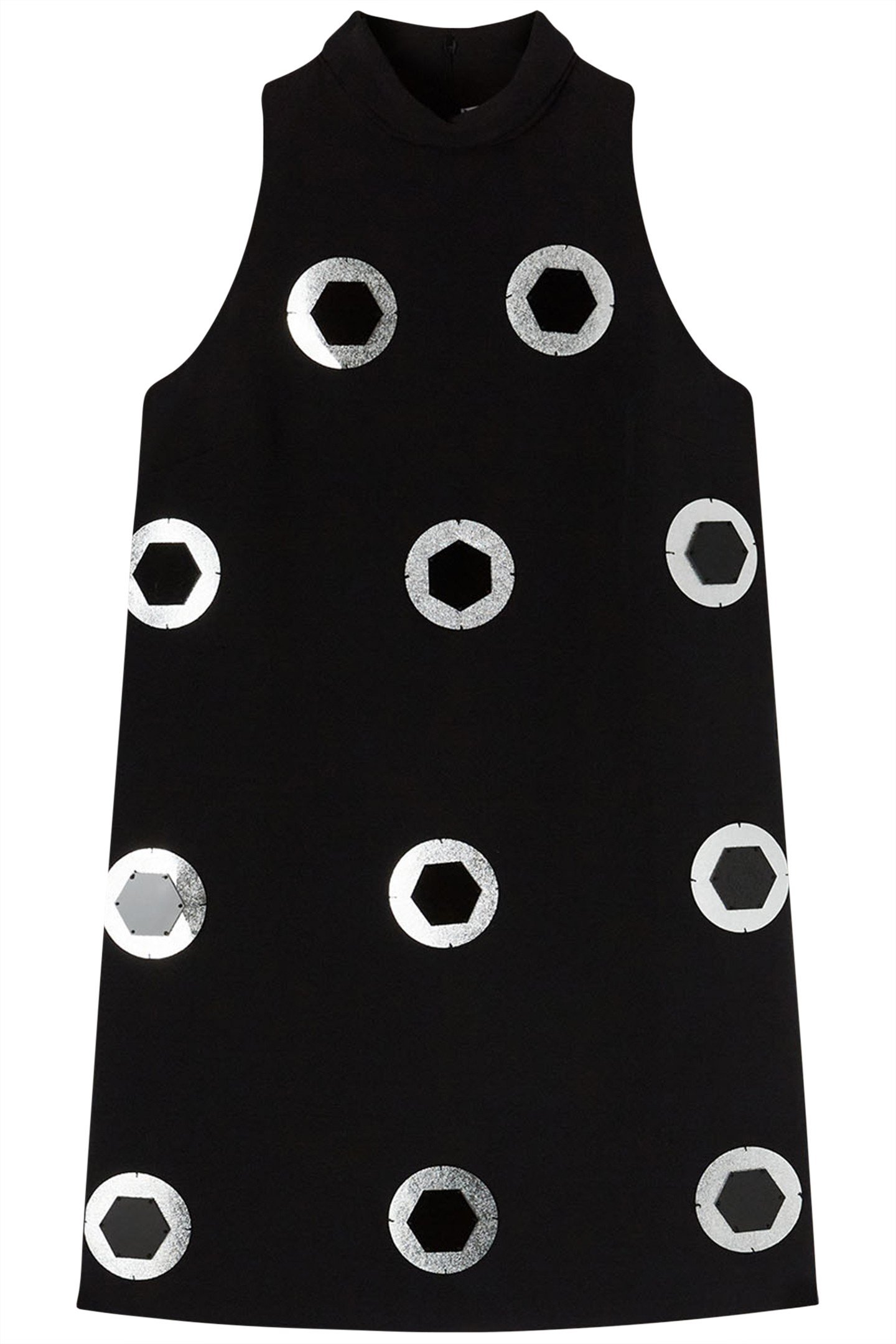 FLARED DRESS WITH EMBROIDERED DETAILS BLACK 4