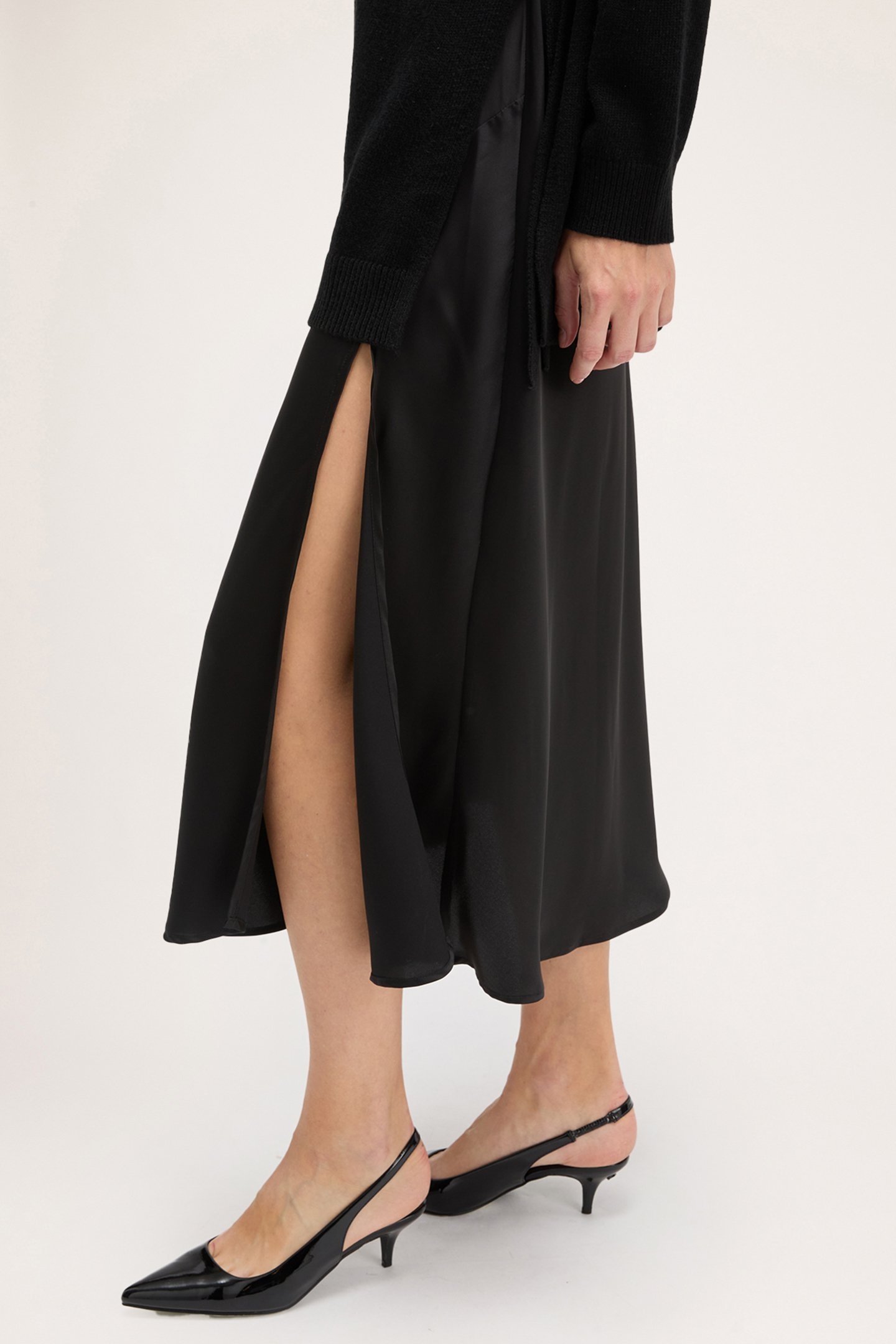 KNIT DRESS WITH SATIN SLIP BLACK 5