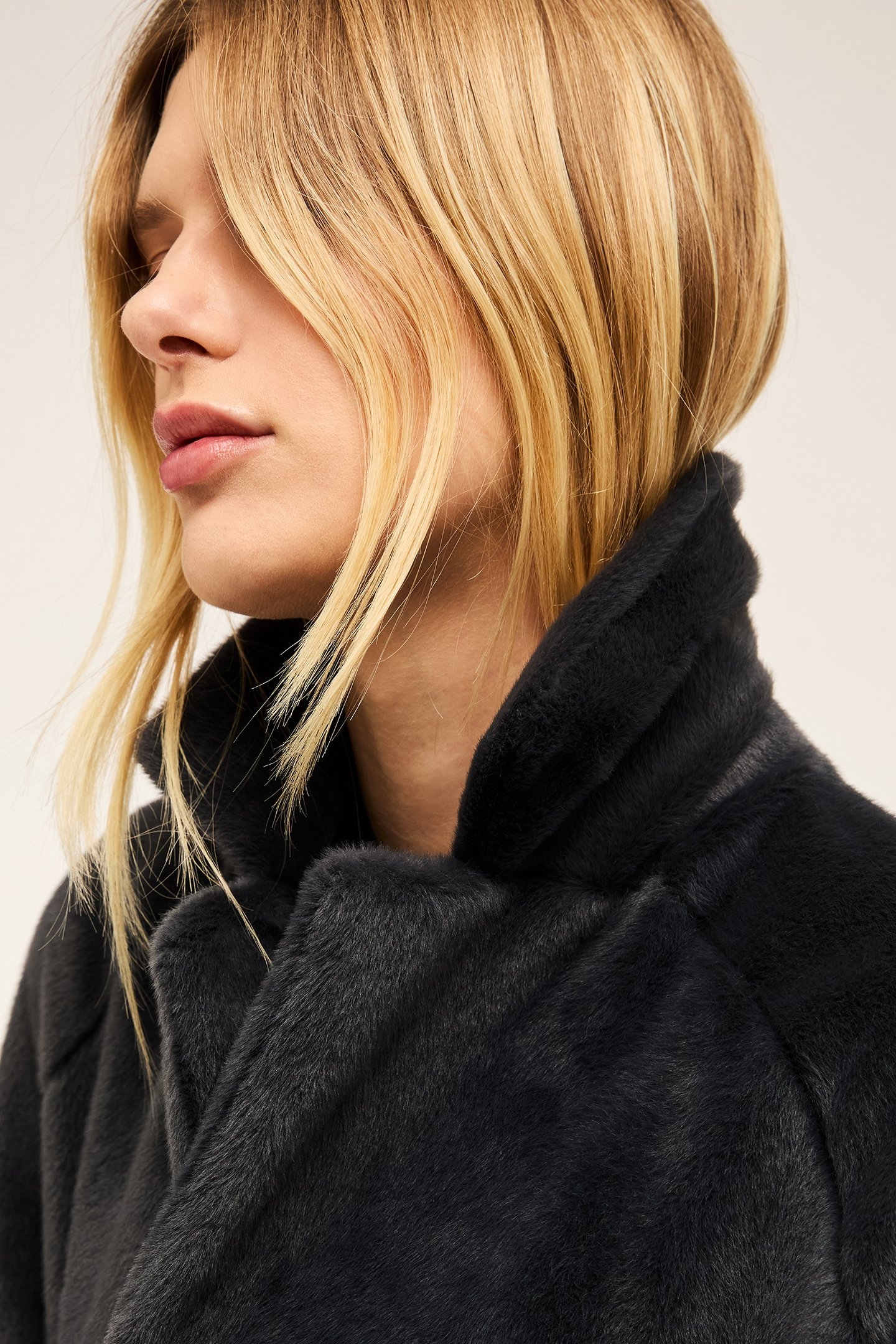 SINGLE-BREASTED TEDDY COAT GREY 5