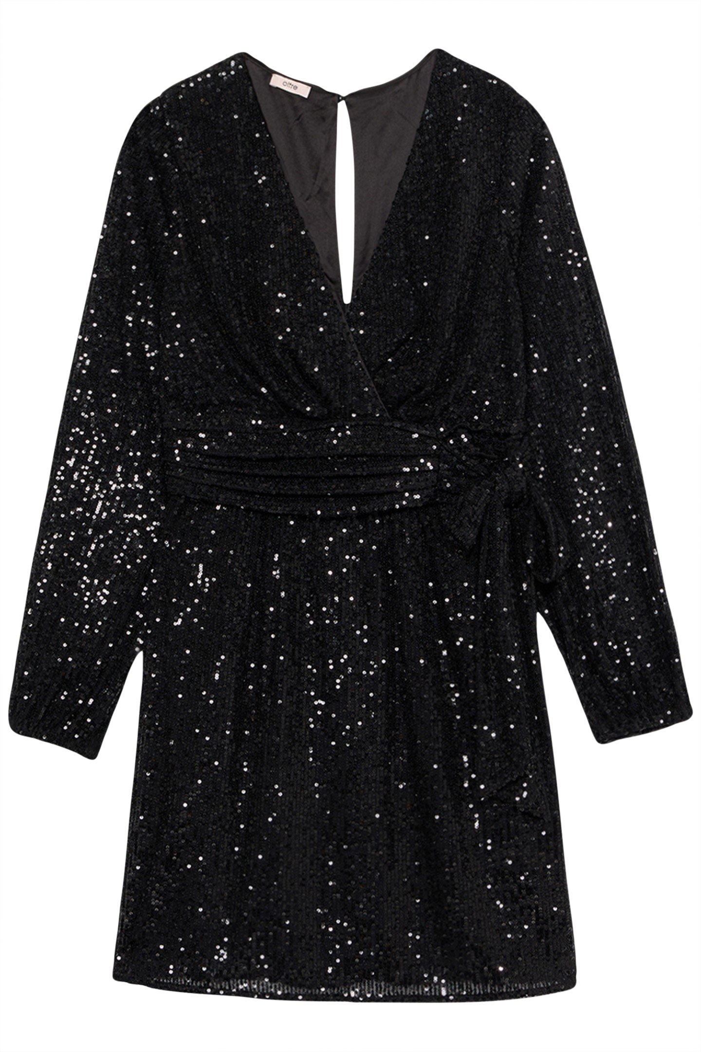 SHORT SEQUIN DRESS WITH LONG-SLEEVES BLACK 3