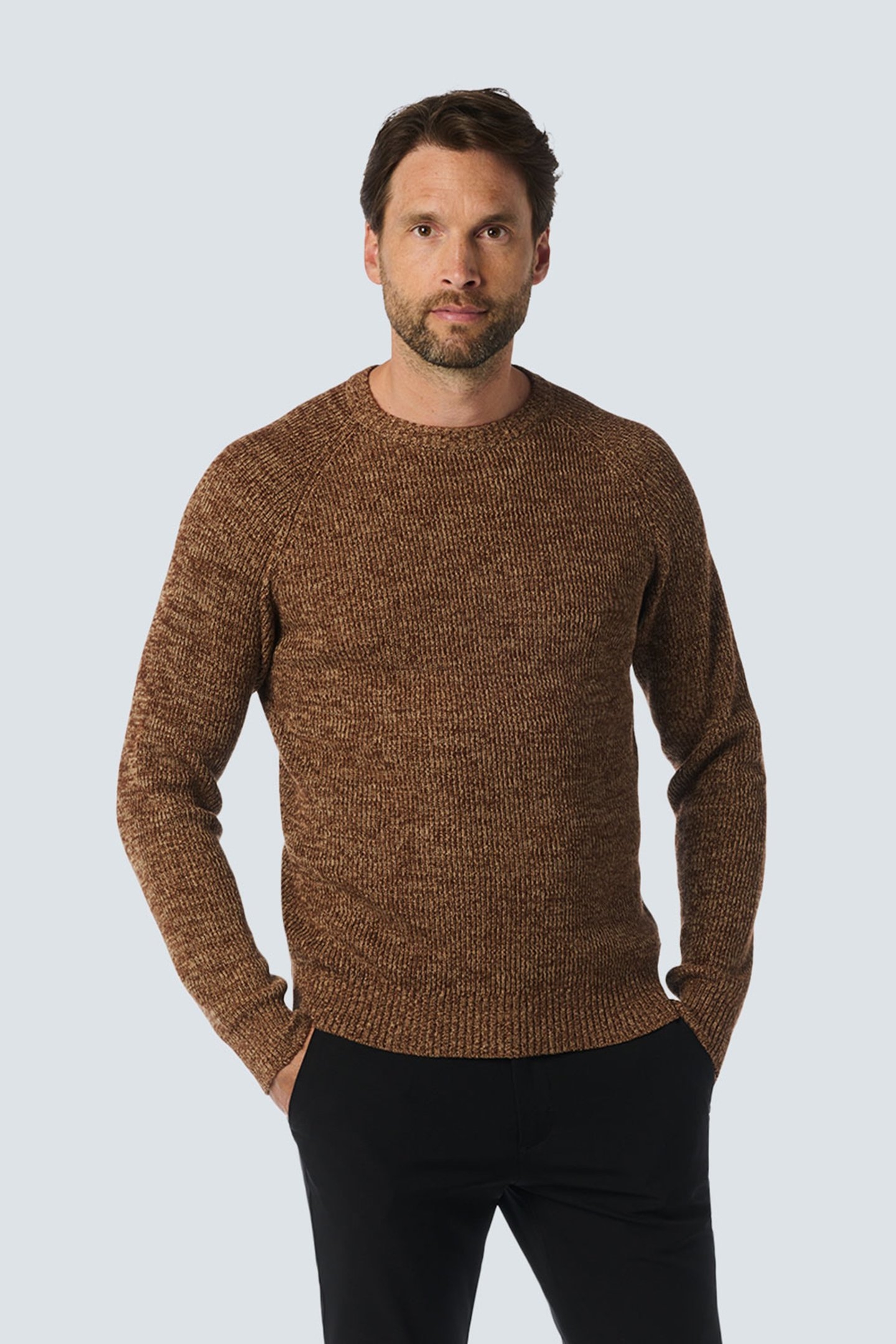 PULLOVER CREWNECK 3 COLOURED RIB BROWN 1