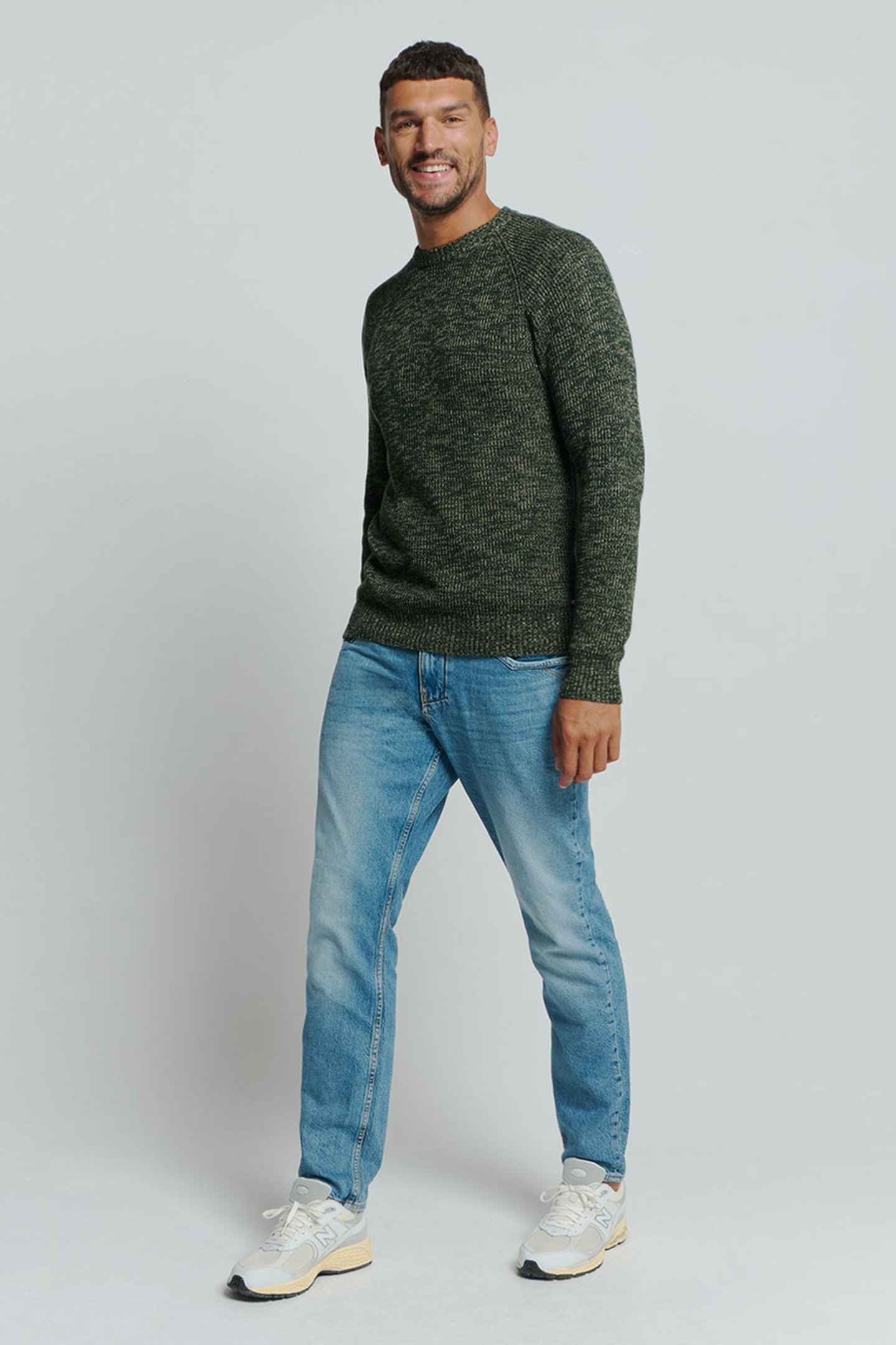 PULLOVER CREWNECK 3 COLOURED RIB DARK GREEN 3