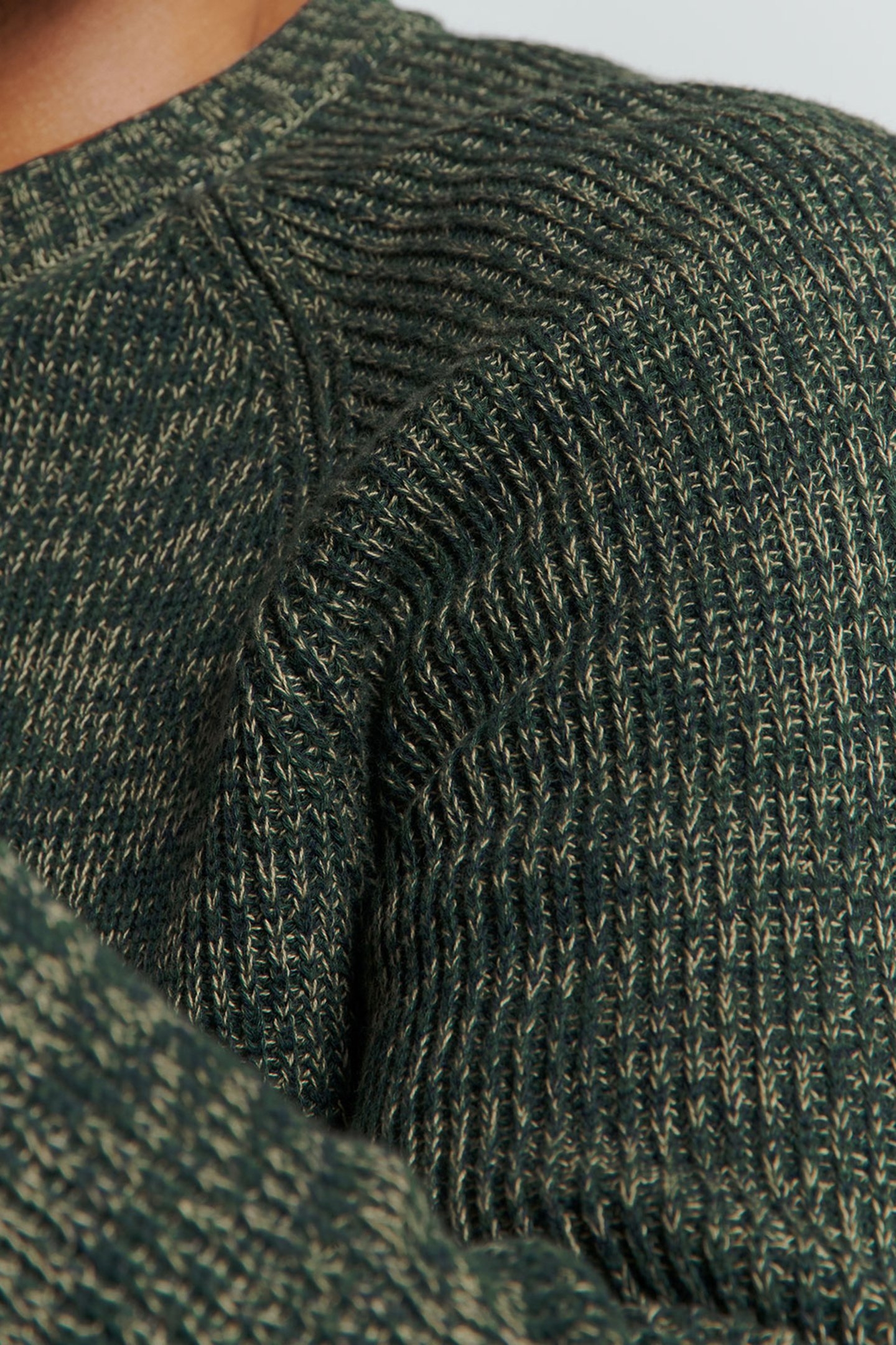 PULLOVER CREWNECK 3 COLOURED RIB DARK GREEN 7