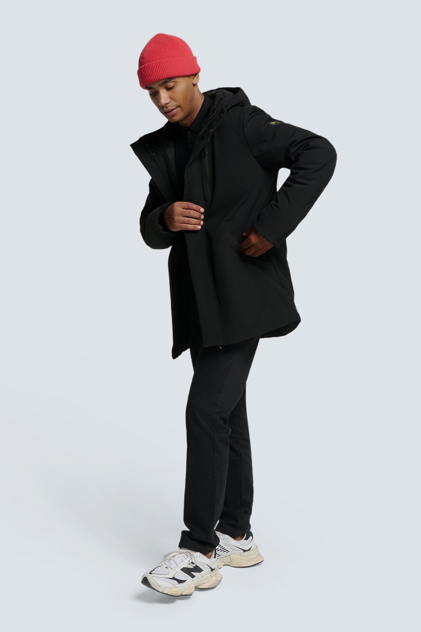 JACKET MEDIUM LONG FIT HOODED SOFTSHELL STRETCH BLACK 5