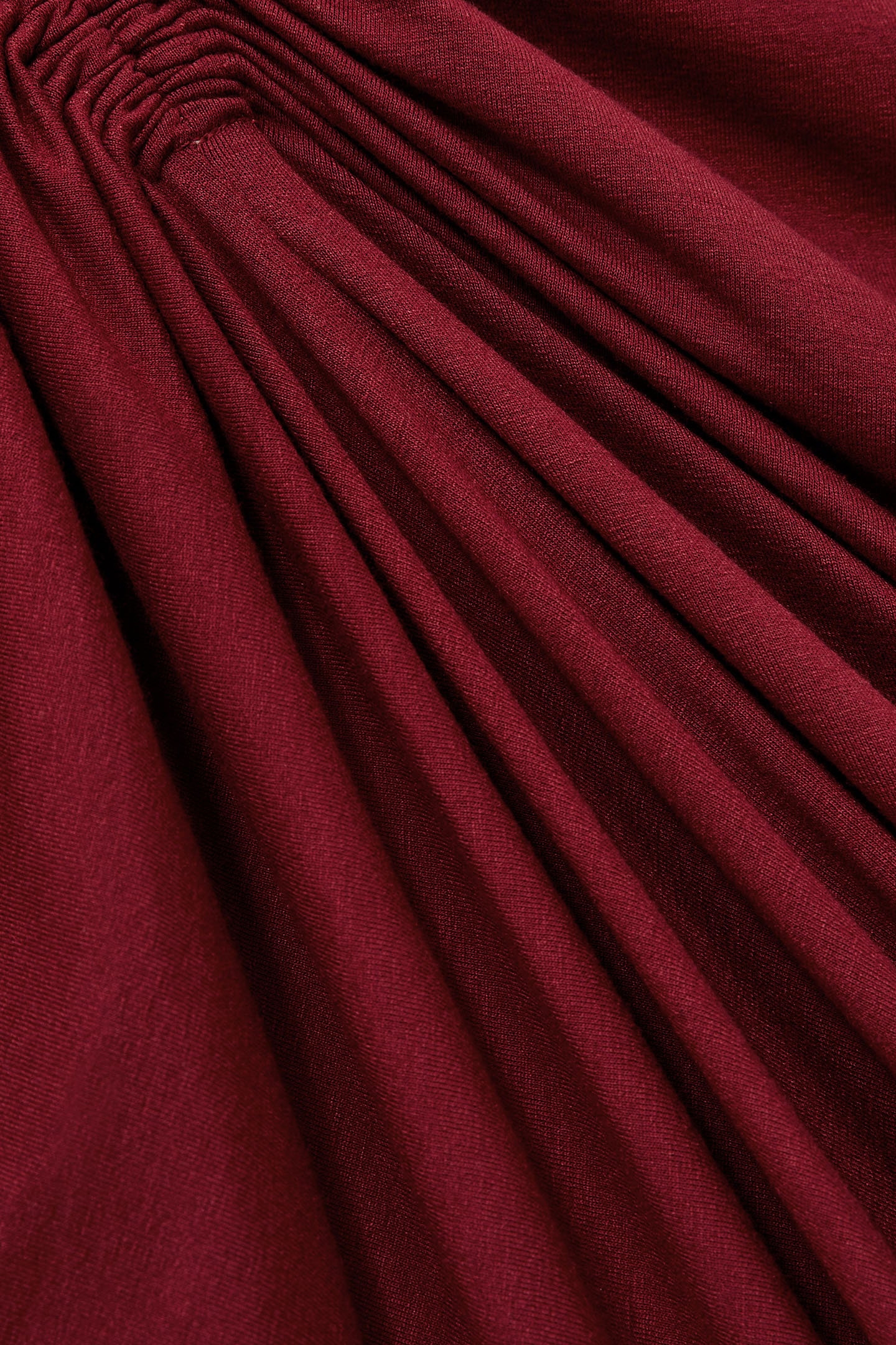 PLAIN RUCHED JERSEY DRESS BURGUNDY 6