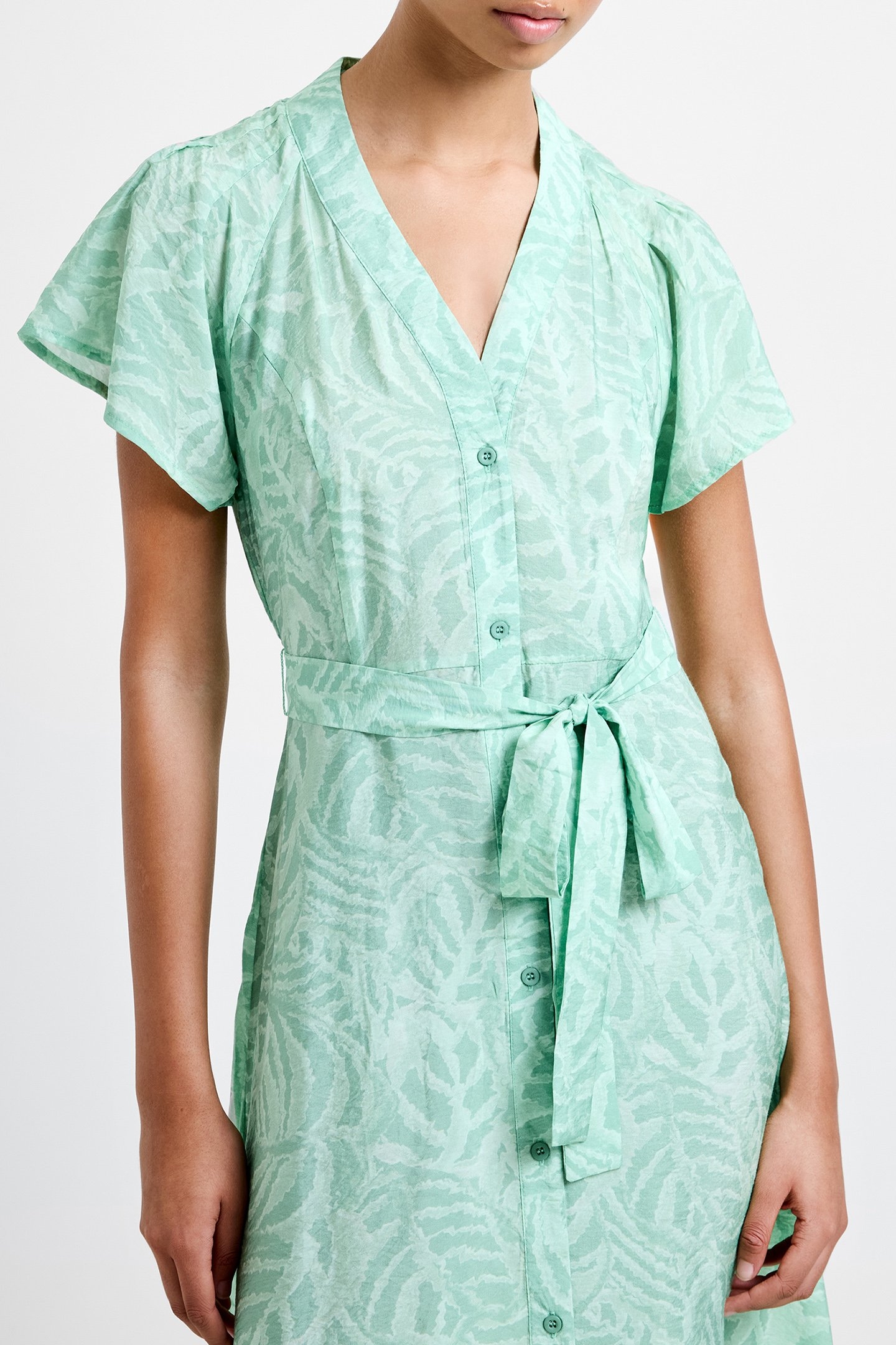 ABSTRACT GREEN PRINTED MIDI DRESS MINTED GREEN 3