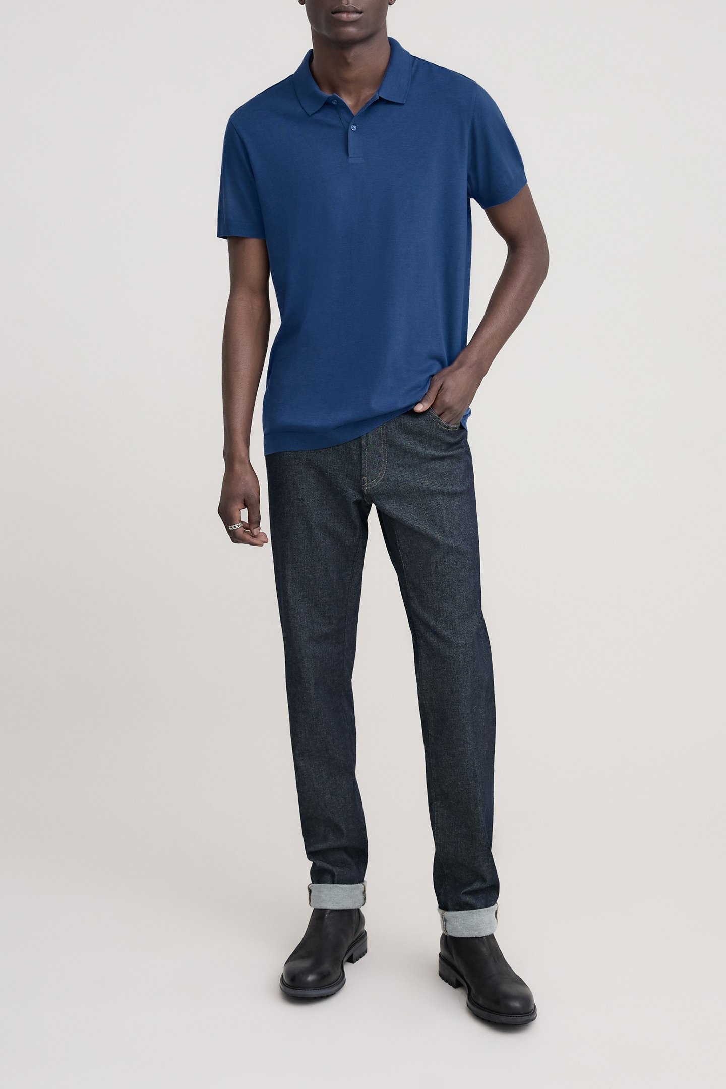 COBALT COTTON MODAL POLO SHIRT BLUE 3