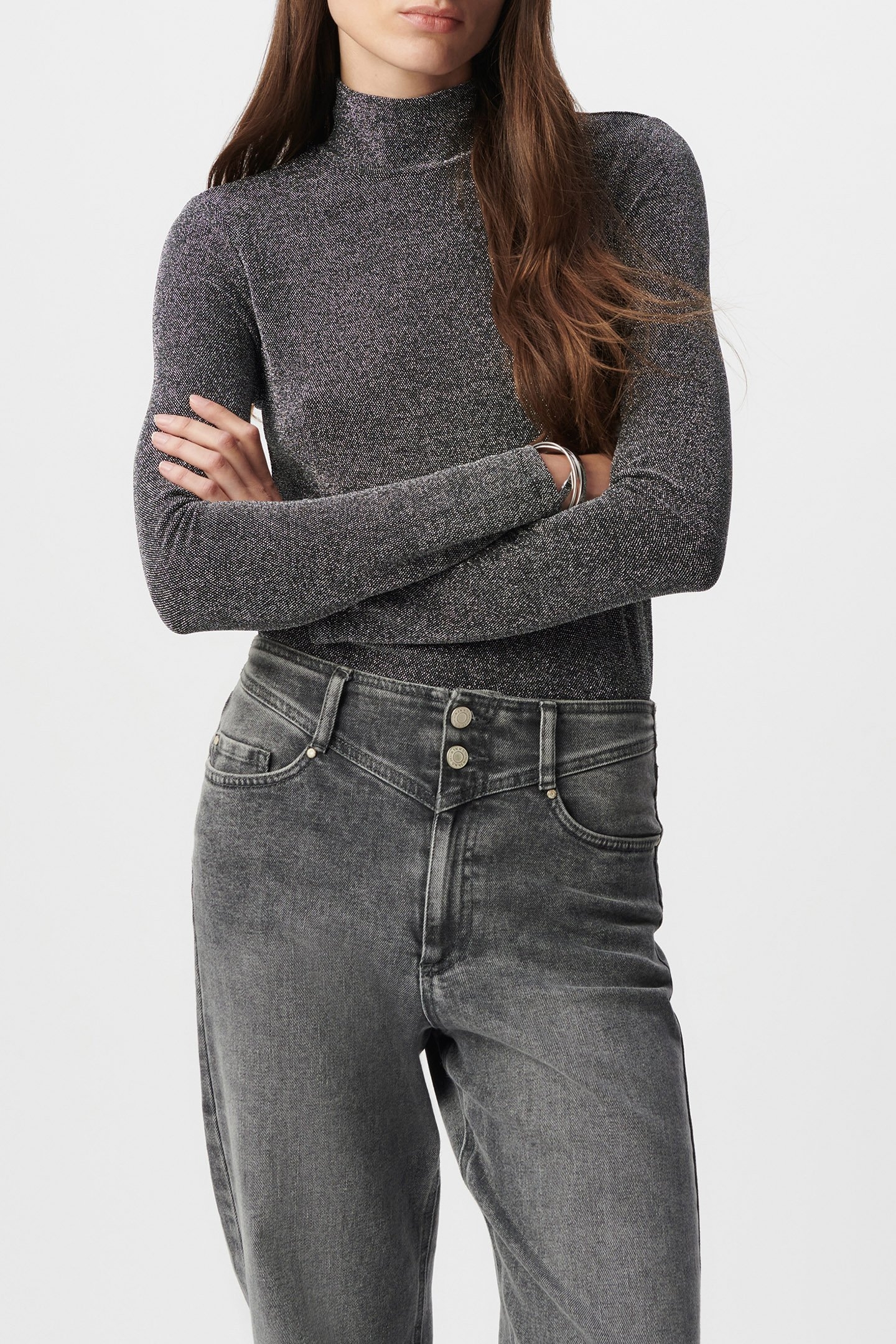 SILVER POCKET TEE WITH SEQUINS MESSAGE SILVER 1