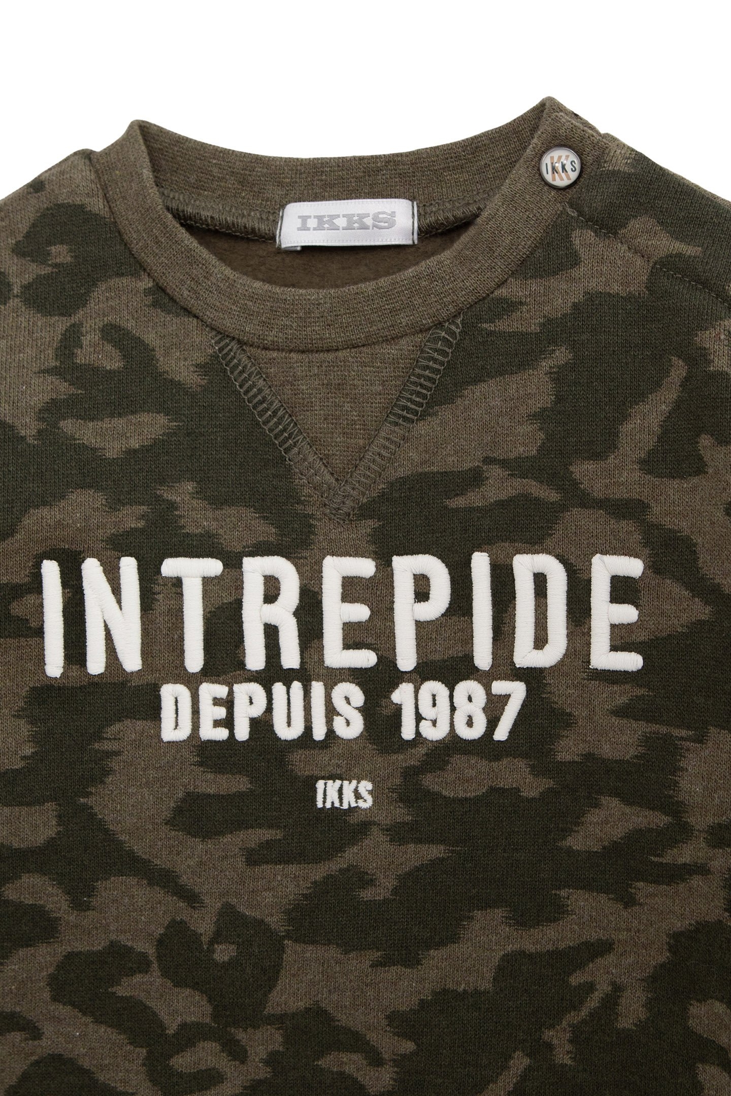 BABY BOY'S KHAKI CAMOUFLAGE SWEATSHIRT, EMBROIDERED SLOGAN 3