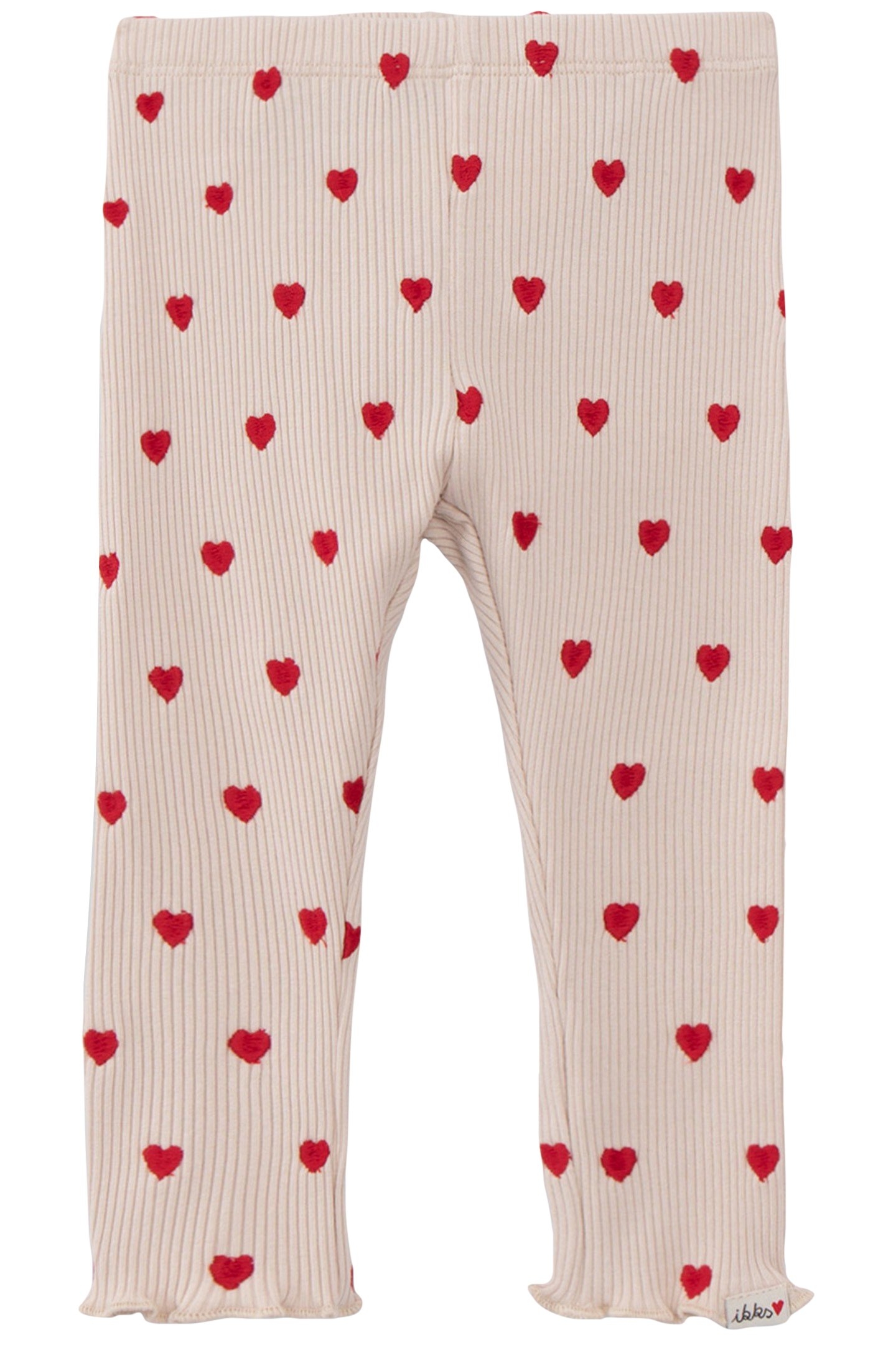 LEGGINGS ECRU EMBROIDERED HEARTS BABY GIRL 1