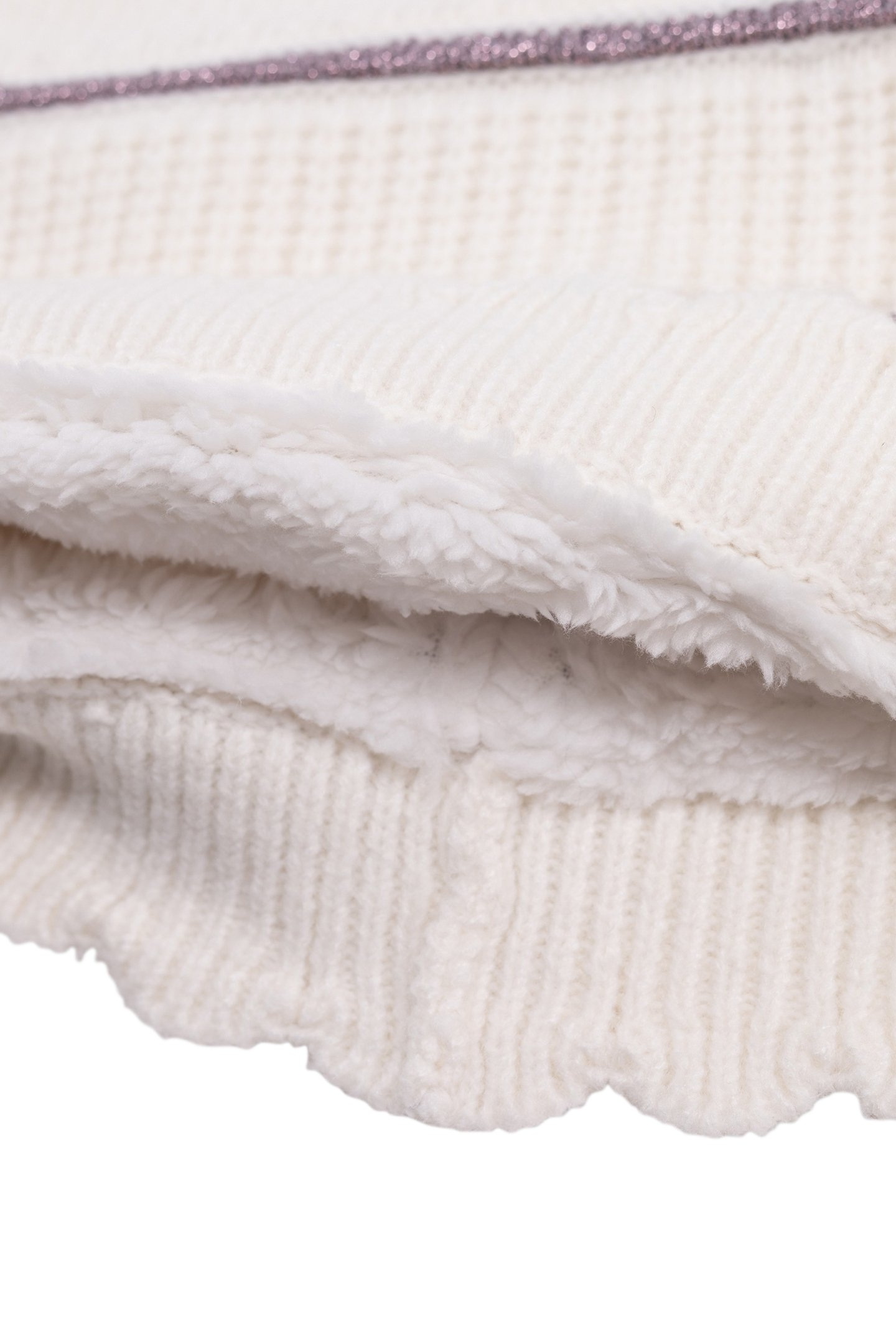 GIRL'S ECRU KNITTED LUREX STRIPES SNOOD 5