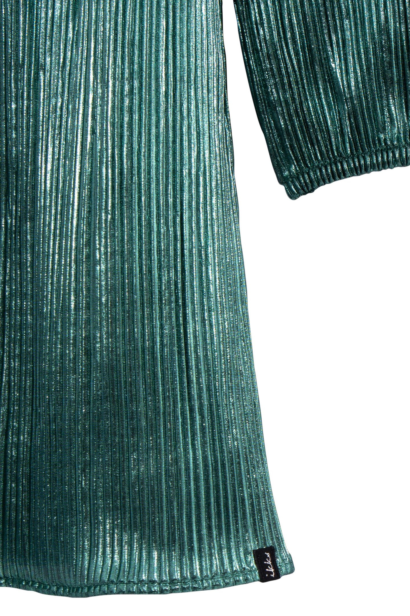 METALLIC EMERALD PLEATED DRESS 6