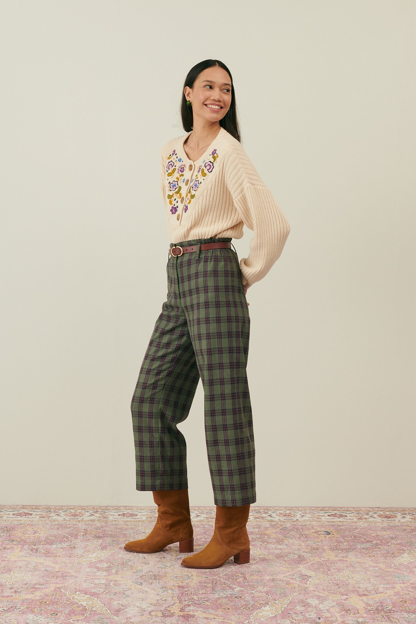 PANTS ABUELA GREEN TARTAN 1