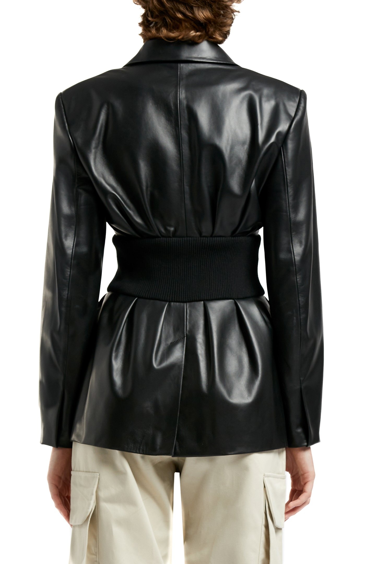 RIB LEATHER JACKET BLACK 2