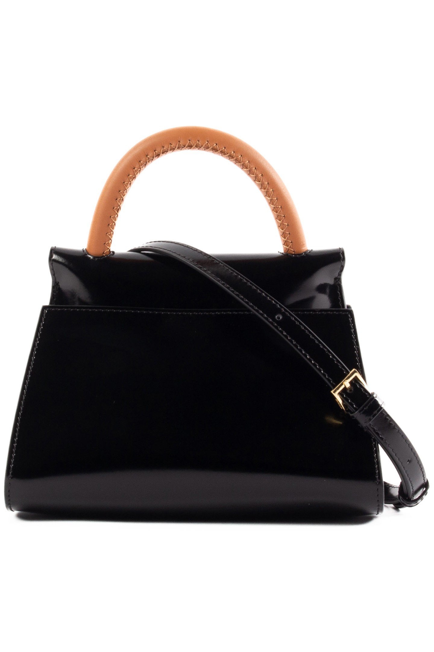 SMALL PAPILLON LEATHER MIRROR BLACK/CARAMEL 2