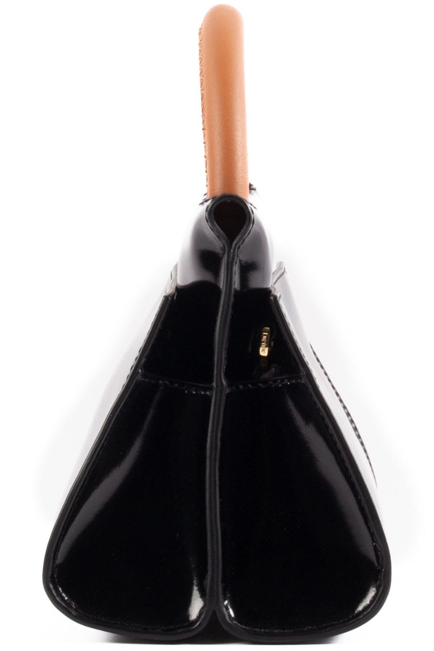 SMALL PAPILLON LEATHER MIRROR BLACK/CARAMEL 4